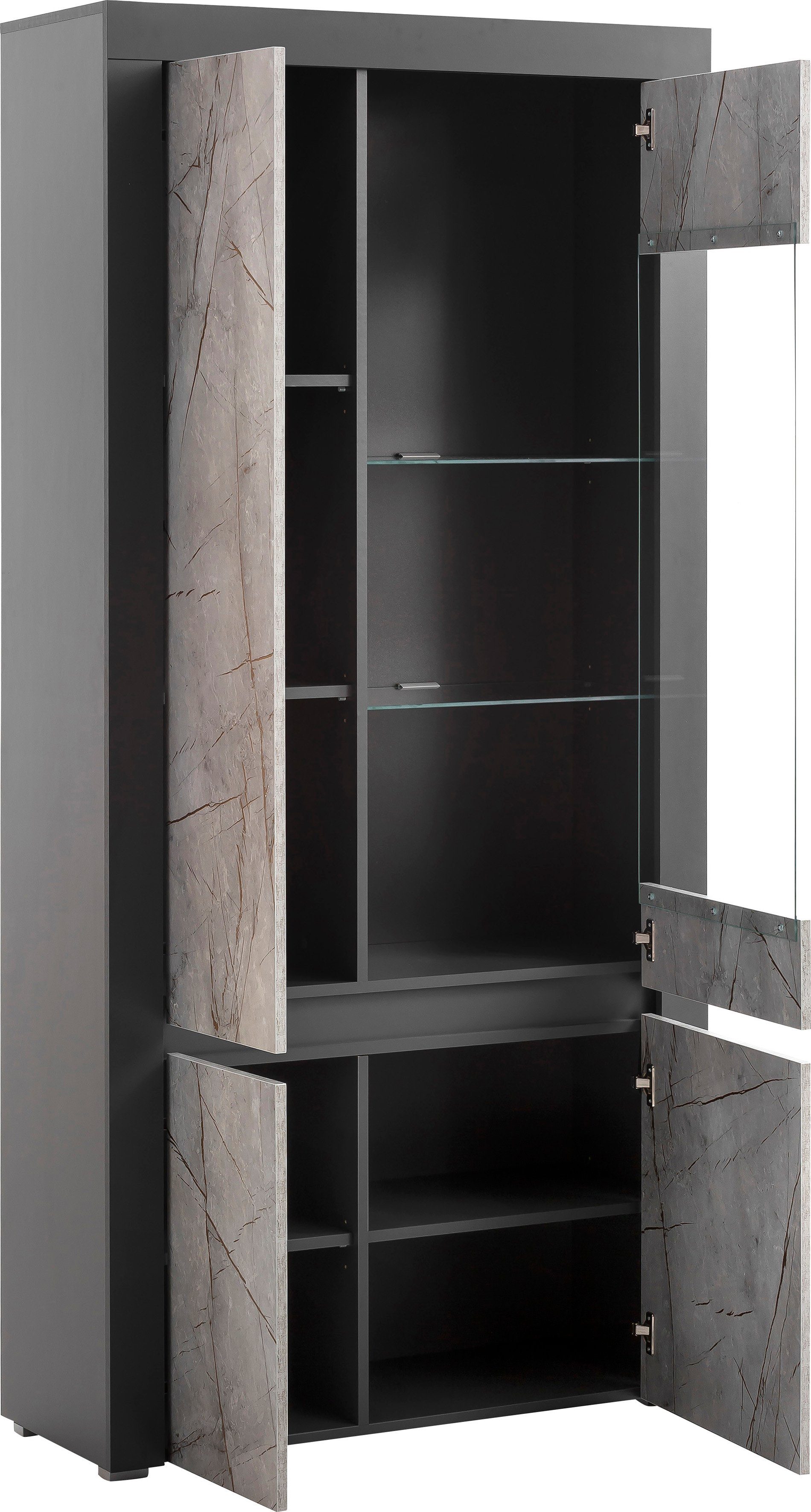 Möbelstücken, (4-St), in grifflosen cm Home Stone vier bestehend aus Design, Breite Wohnwand 390 Marble, affaire