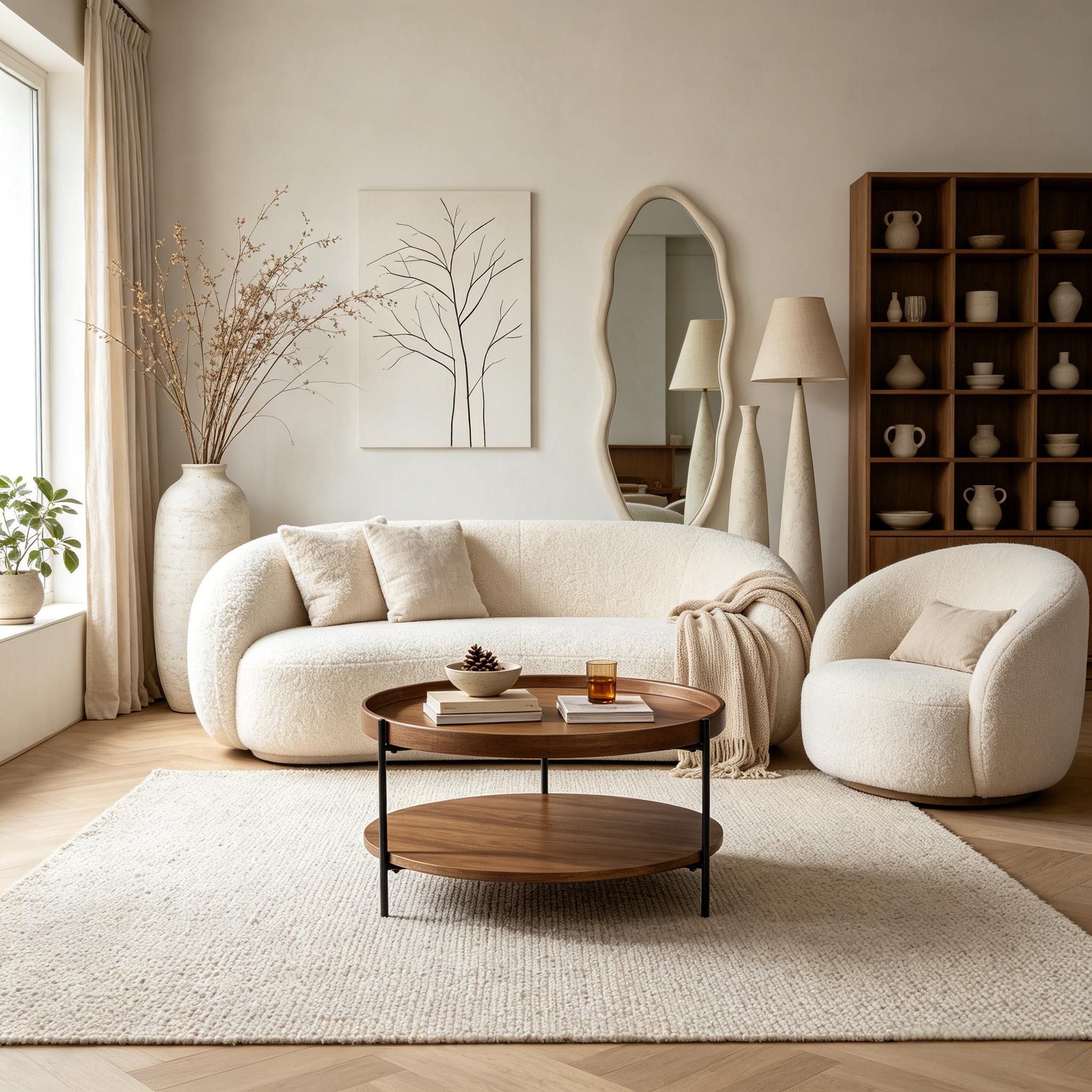 WILLIAMSPACE Couchtisch Meta Runder Couchtisch 2 Ebenen, MDF Echtholzfurnier & Echtholzrand