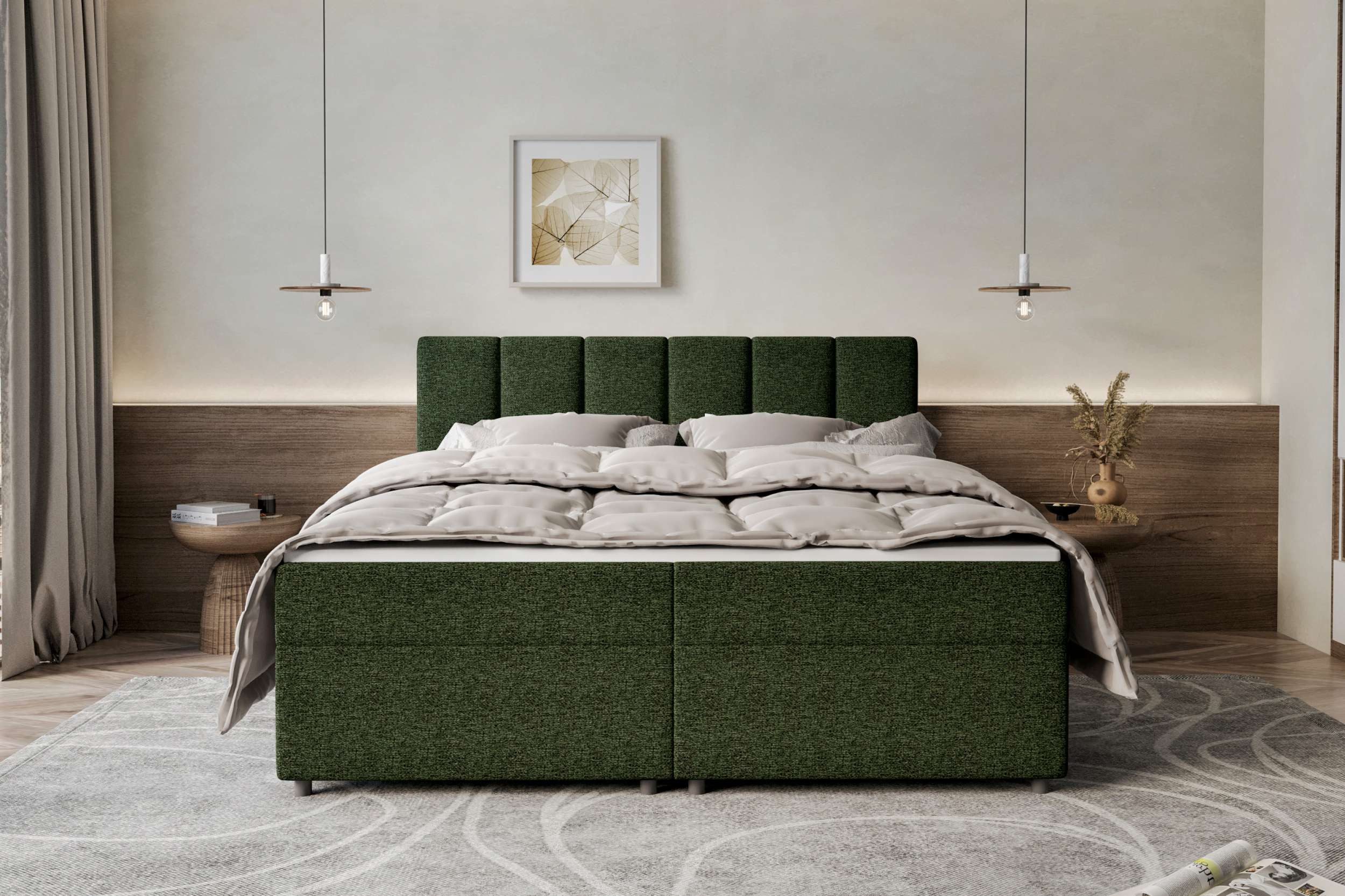 99rooms Boxspringbett Bergamo (Schlafzimmerbett, Bett), 140/160/180/200x200 cm, in Webstoff MALMO_NEW