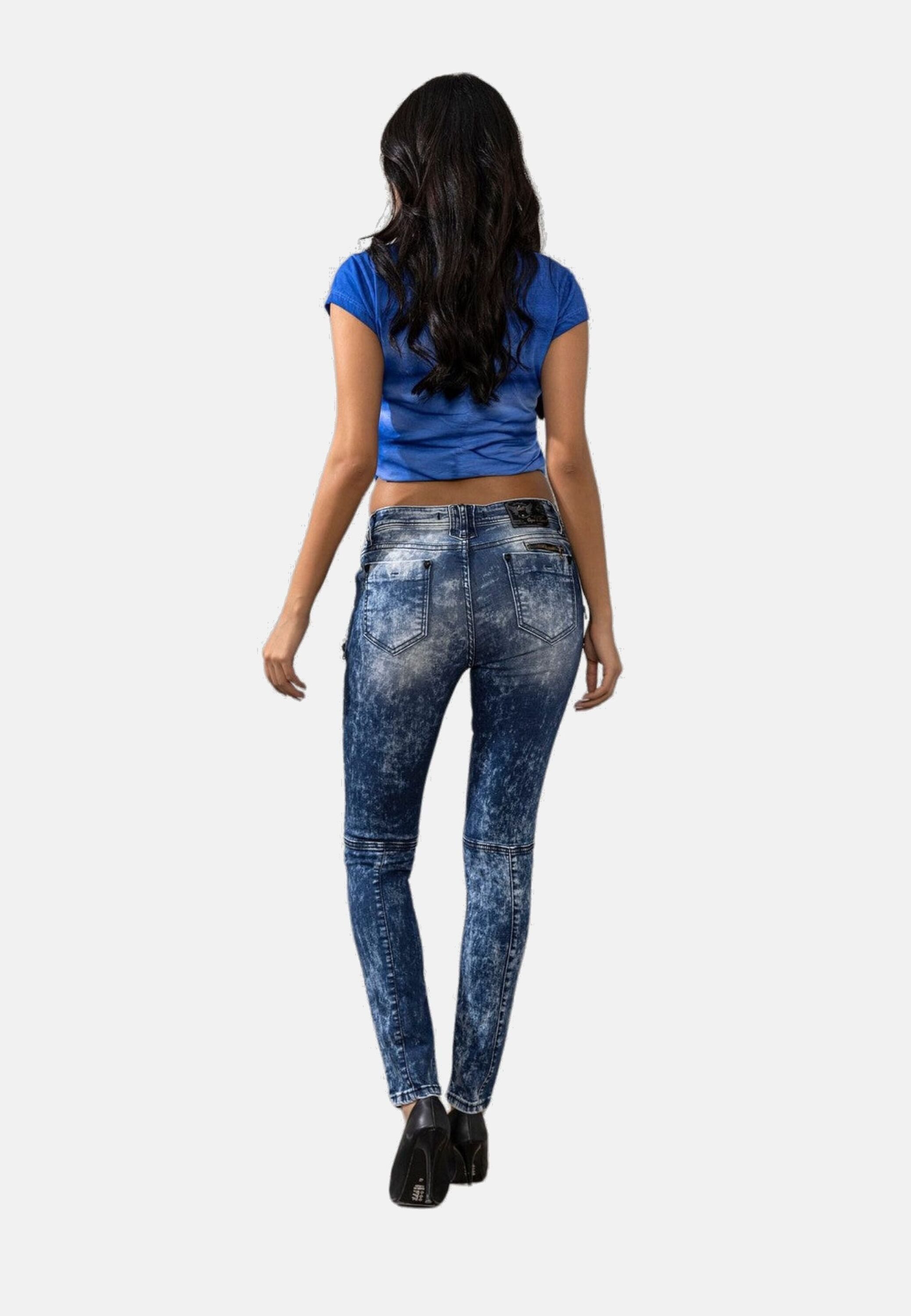 Cipo & Baxx Slim-fit-Jeans Jeans mit Destroyed Look und Rippen-Details, WD-361 – Bild 3 von 4