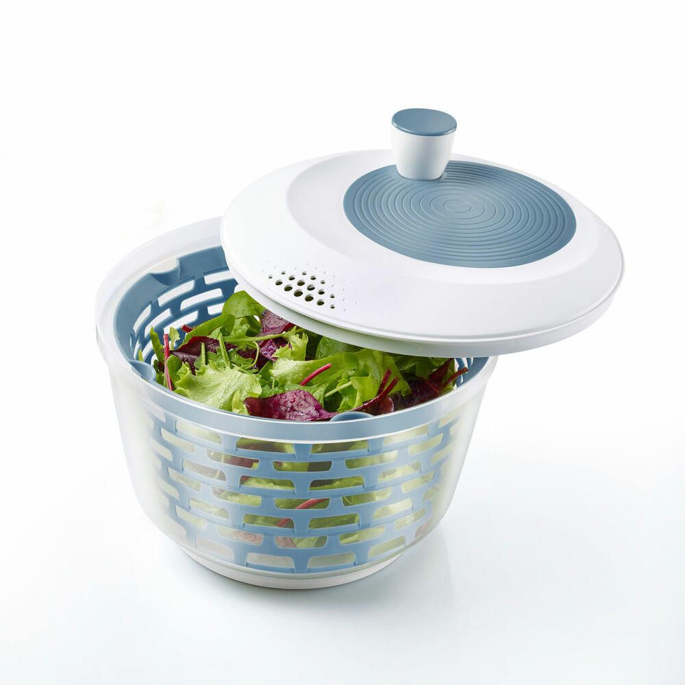 WESTMARK Salatschleuder im Set mit Salatbesteck und Dressingshaker, blau, (Set), 3 teiliges Set, spülmaschinengeeignet