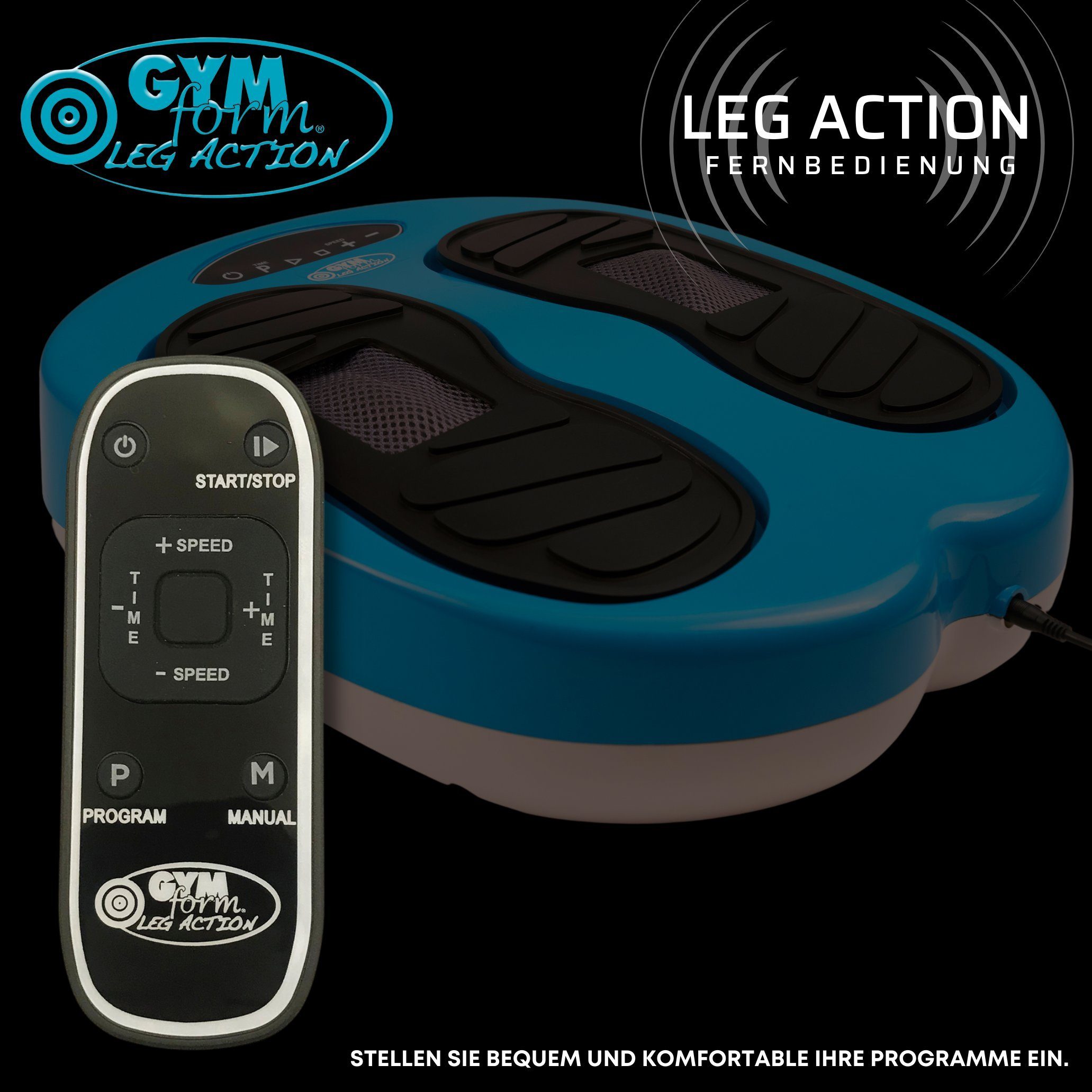 Gymform® Fußmassagegerät Leg Action, Spar-Set 1-tlg., 1er oder 2er Pack 4 oder 8 Programme, Durchblutungsstörungen bekämpfen, Wellness für die Füße, Fernbedienung