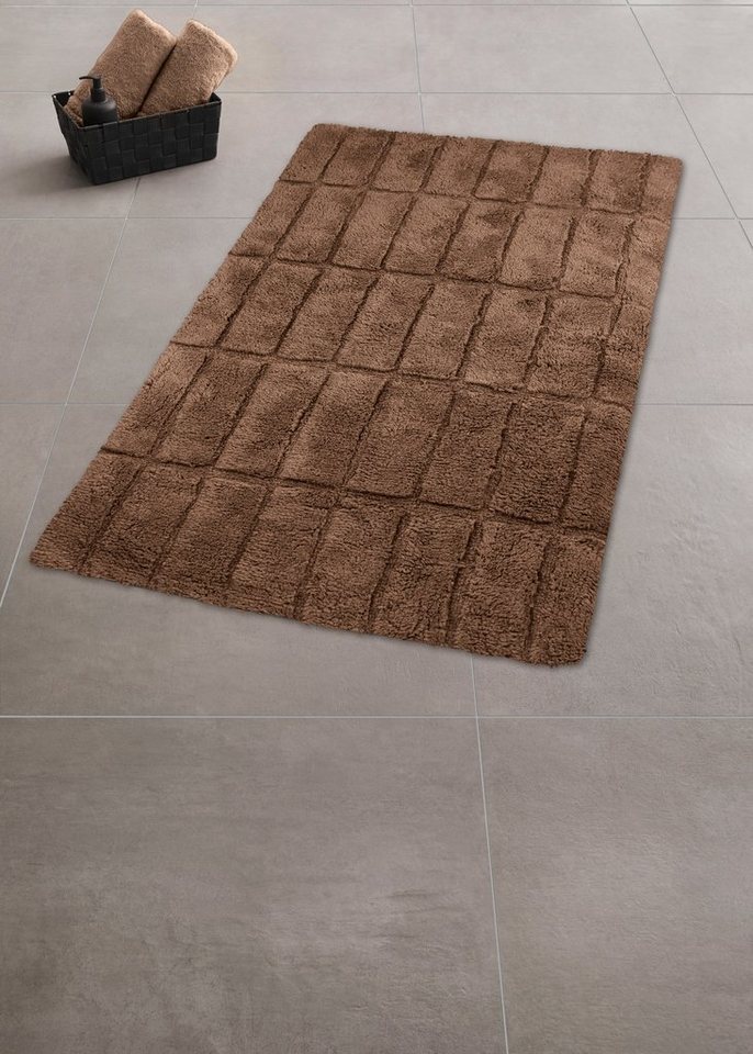 Kleine Wolke Badematte Tiles, Badvorleger, Badezimmer Teppich, Höhe 13 mm, rutschhemmend beschichtet, fußbodenheizungsgeeignet, Baumwolle, …