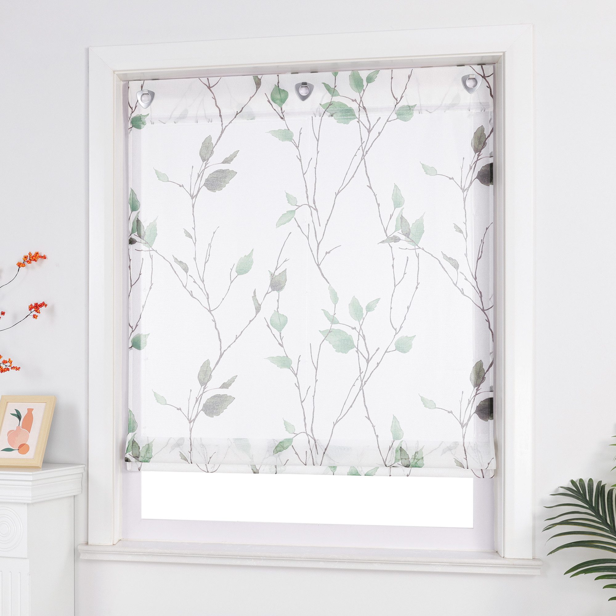 Joyswahl Raffrollo, mit Hakenaufhängung, ohne bohren, mit Zweig und Blattmo günstig online kaufen