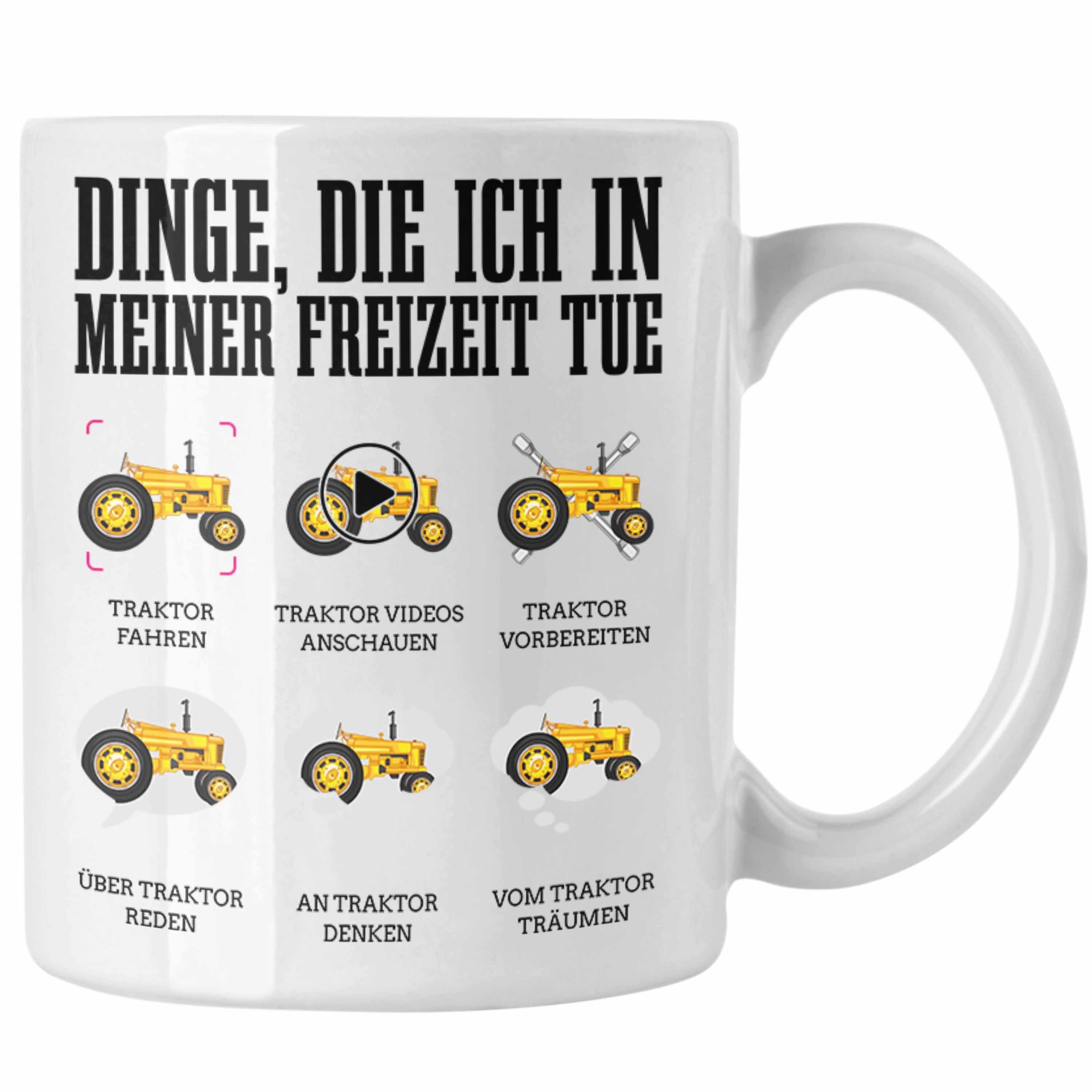 Trendation Tasse Traktor Tasse Geschenk Bauer Landwirt Geschenkidee Traktor Fans Weiss