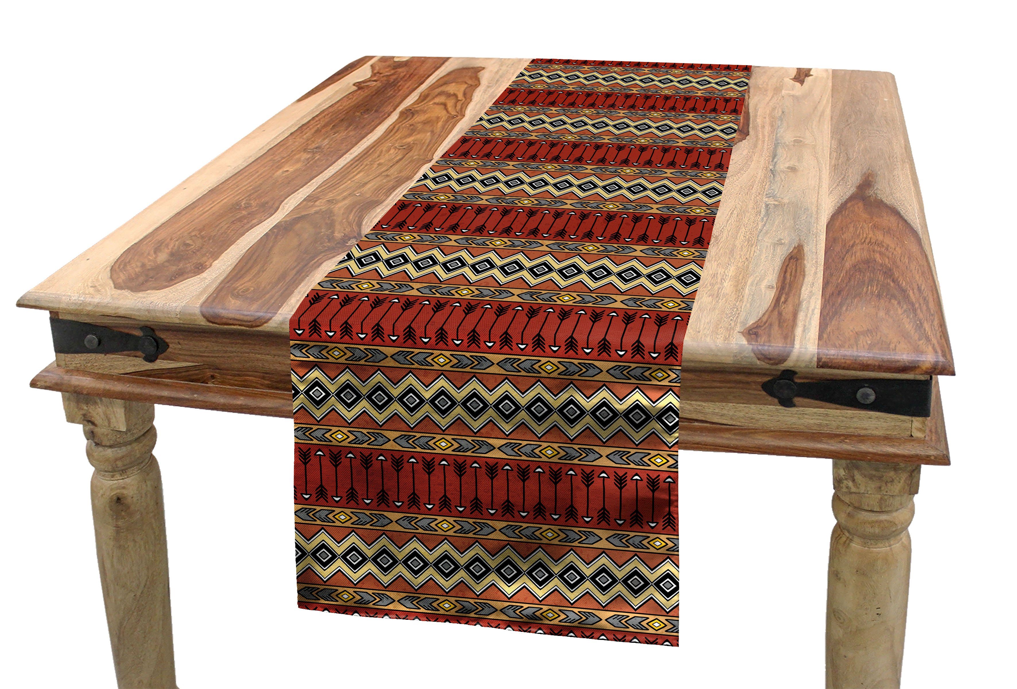 Abakuhaus Tischläufer Esszimmer Küche Rechteckiger Dekorativer Tischläufer, Boho Geometrische Aztec Borders