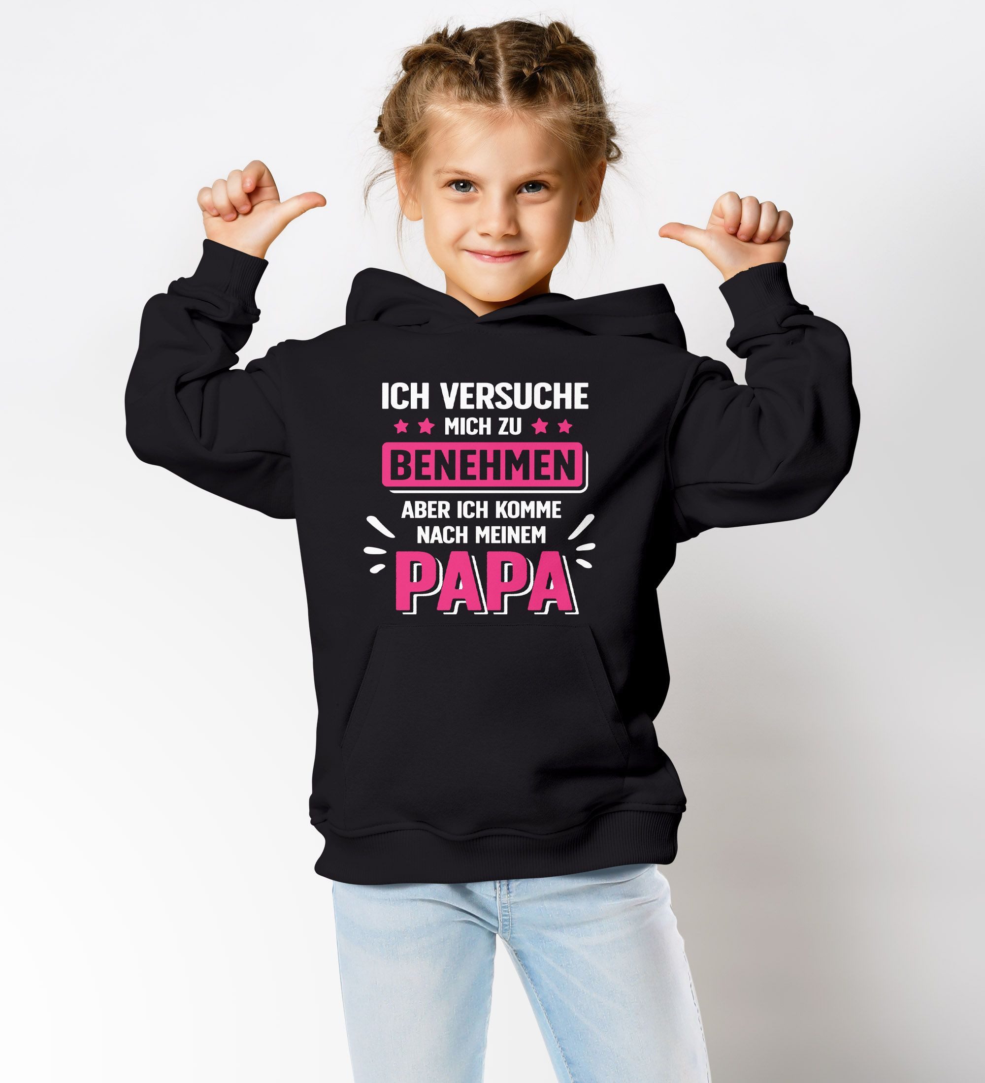 Hoodie Kinder Hoodie Mädchen Spruch lustig Ich versuche mich zu benehmen
