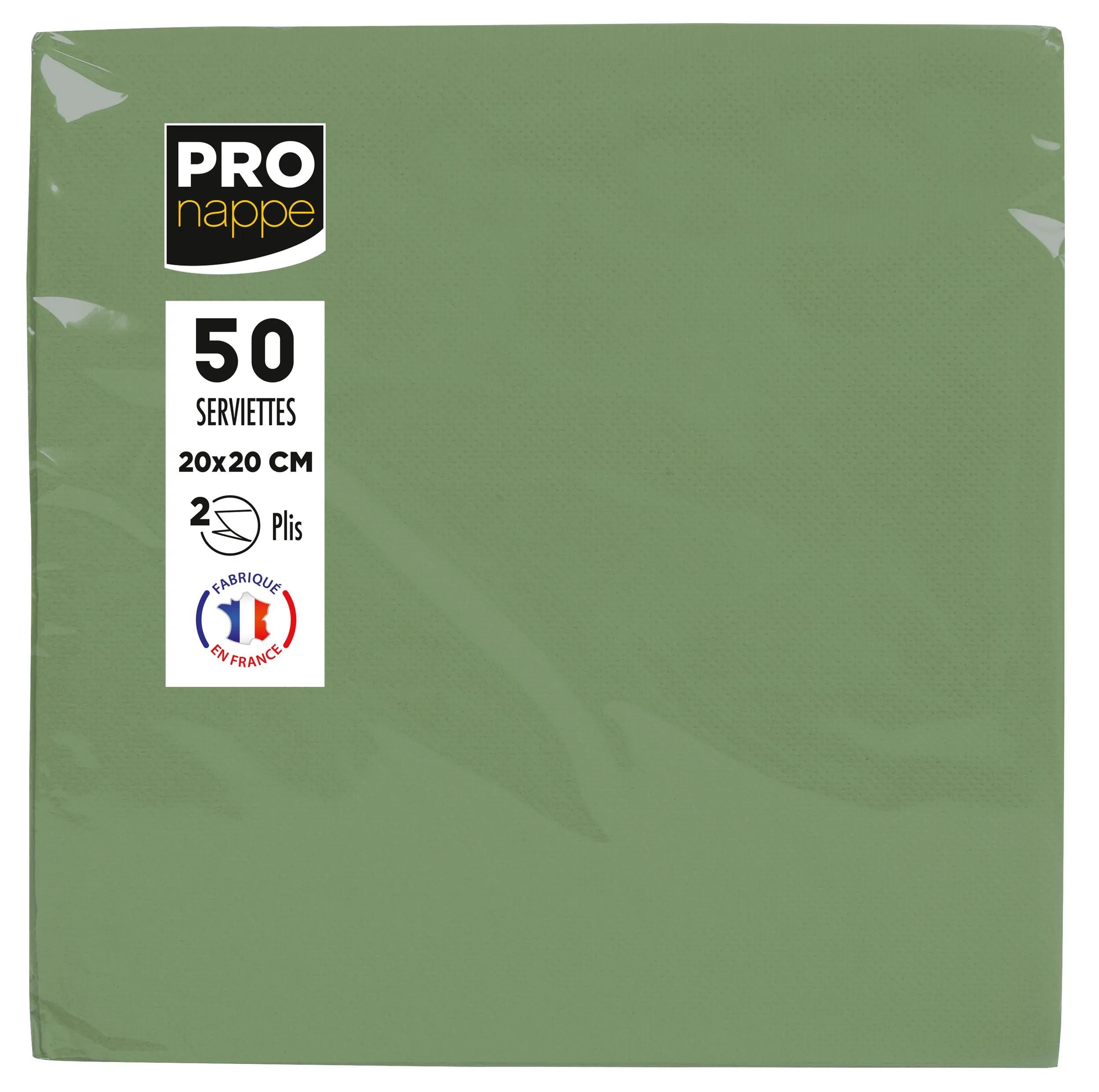 PROnappe Tischband 16x Pack 50 Cocktail-Servietten 2-lagig 20x20cm Olivgrün SV622057I, Serviettes ouate micro gaufré