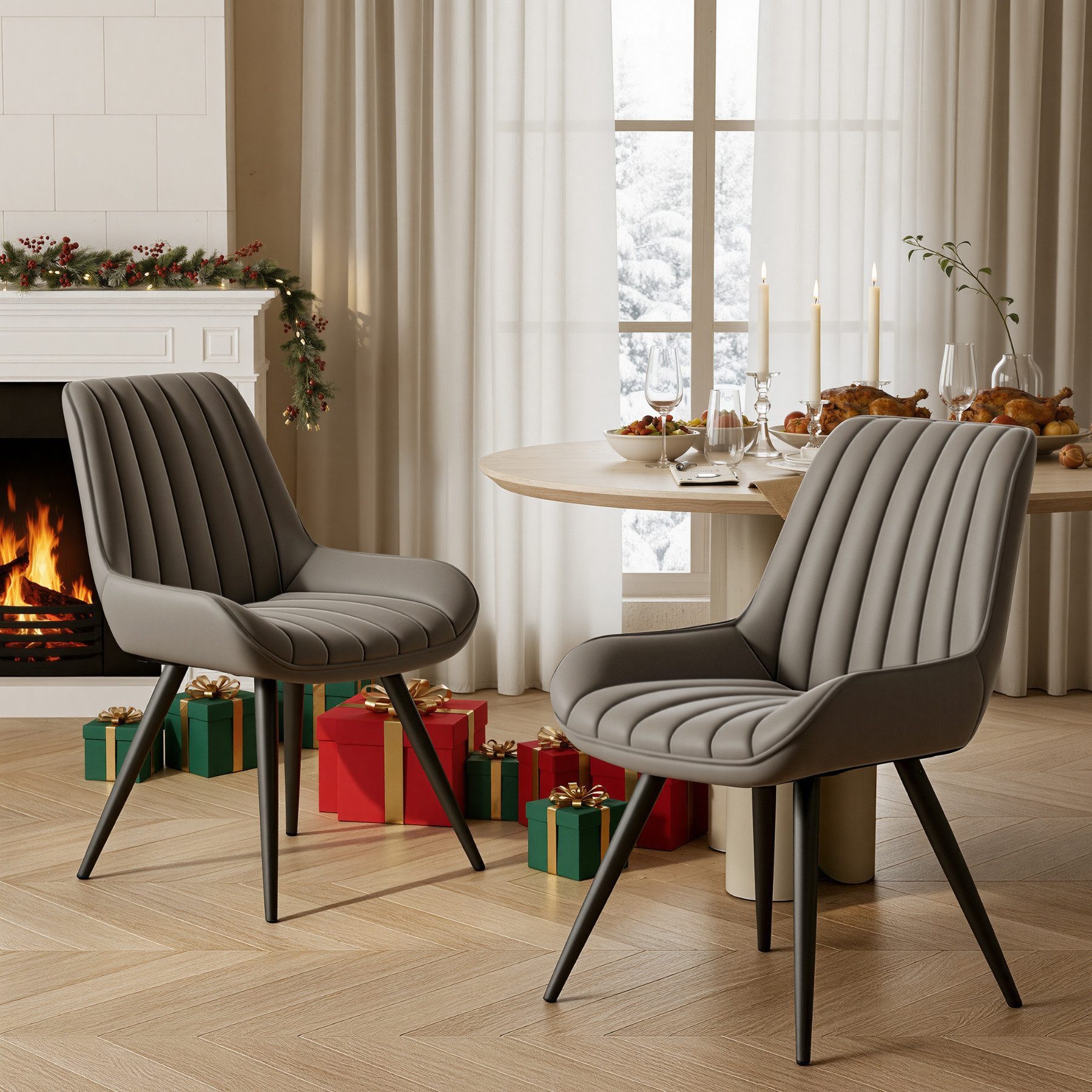 HawthyHome Esszimmerstuhl Stuhlset – Polsterstühle, Moderner Küchenstuhl (2 St), mit Ergonomischer Rückenlehne und Metallbeinen – Bild 3 von 5