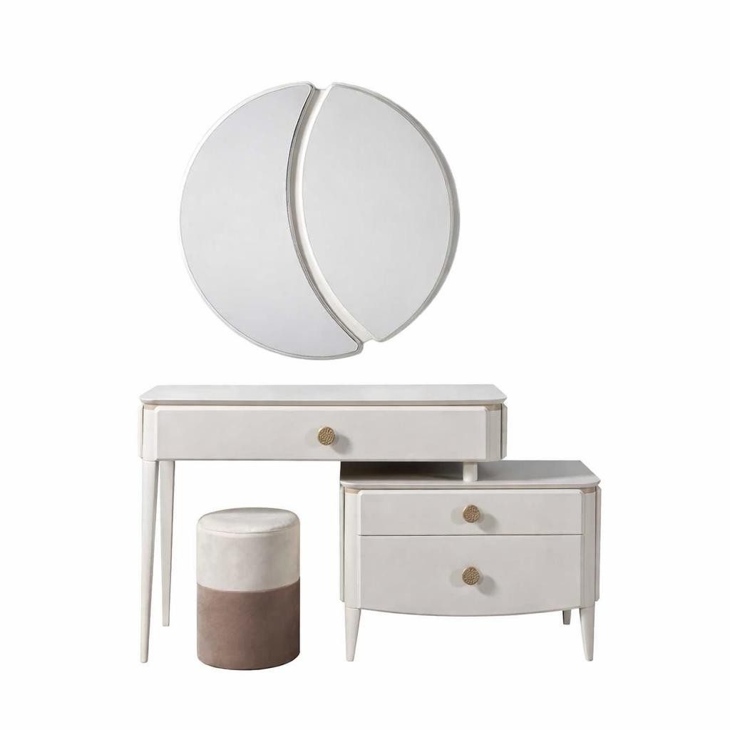 Xlmoebel Schminktisch Eleganter Schminktisch mit modernem Spiegel in Weiß (Schlafzimmer Set, 153 x 50 x 87 cm), Made in Europa