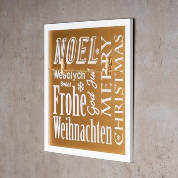 Levandeo® Bilderrahmen, 3er Set Wandbilder Je 30x30cm Weiß Gold Holz Weihnachten Sprüche