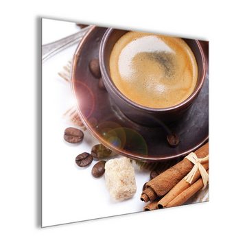 artissimo Glasbild Glasbild 30x30cm Bild Küche Küchenbild Kaffee braun, Küchenmotiv: Kaffee