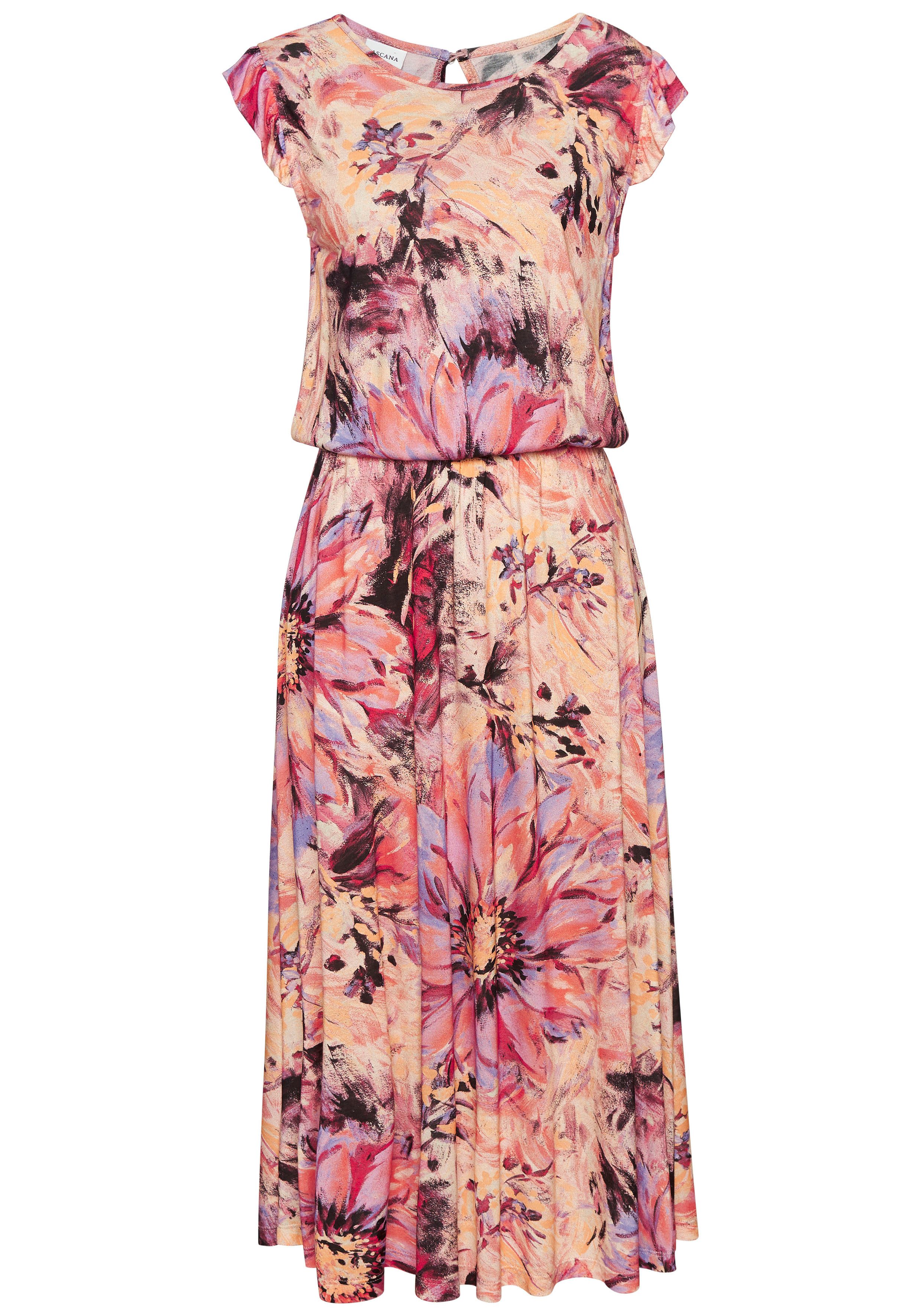 LASCANA Midikleid mit Rüschenärmeln günstig online kaufen