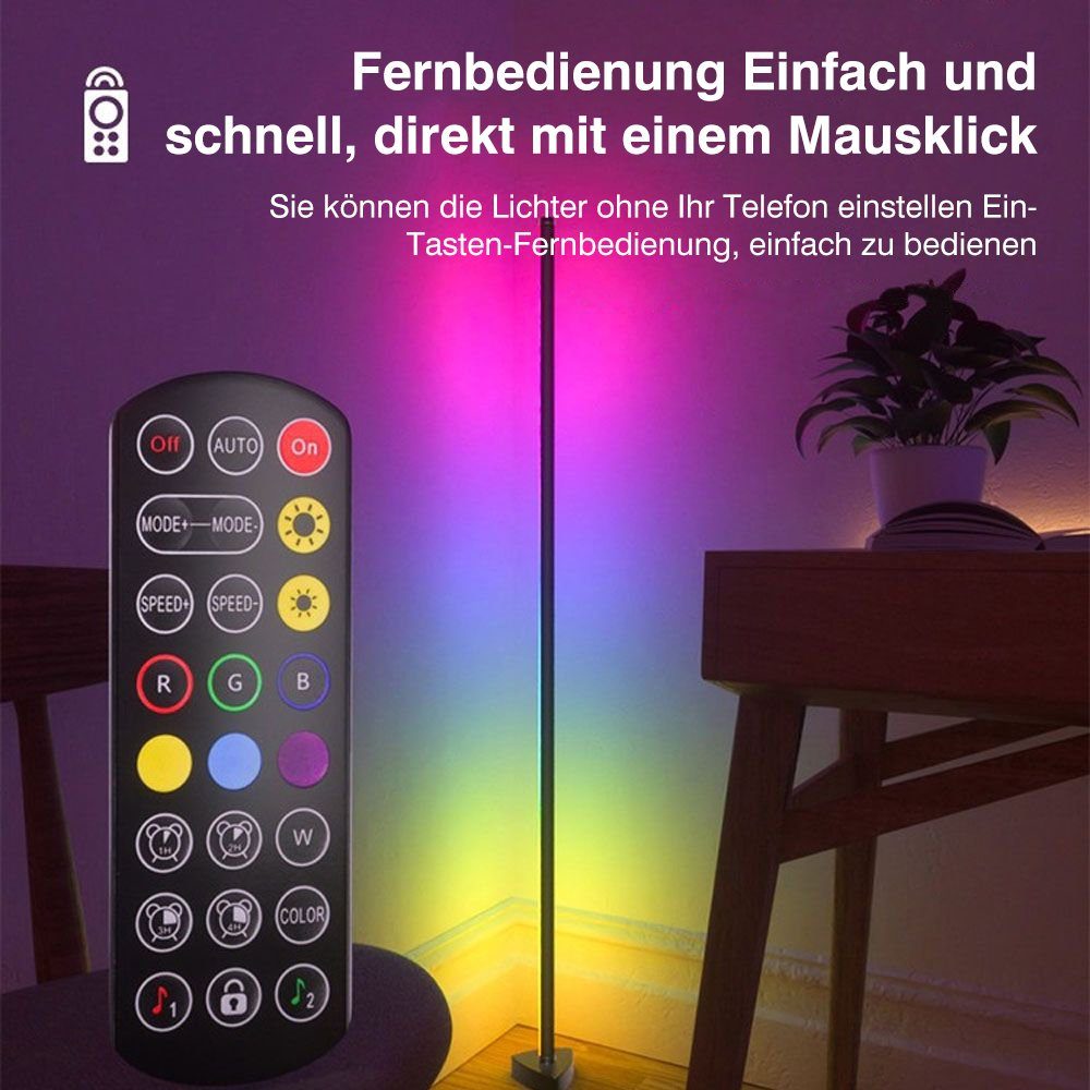 RGB Eckleuchte, JOYOLEDER Stehleuchte 12 und 140cm Watt, RGB mit Farbwechsler Höhe, Fernbedienung Stehlampe