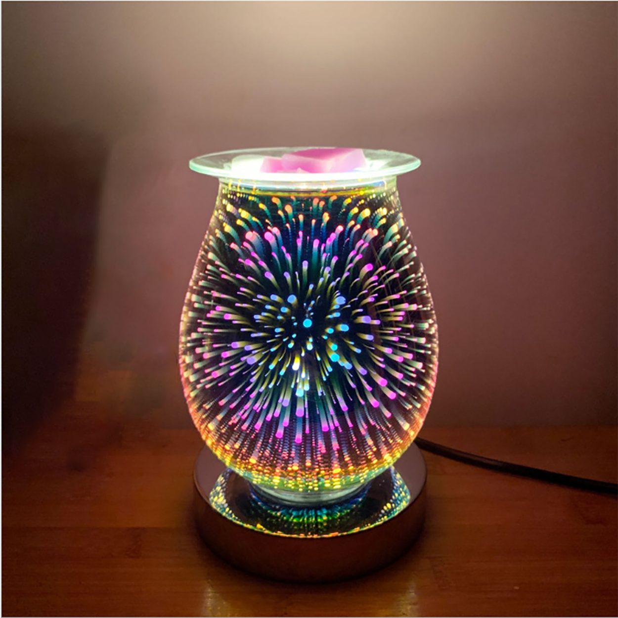 yozhiqu Duftlampe Elektrischer Glaswachsschmelzofen, 3D-Aromalampe mit Touch-Nachtlicht (1 St), Verwenden Sie ätherische Öle oder Wachs,3 Lichter,rauchfrei und sicher