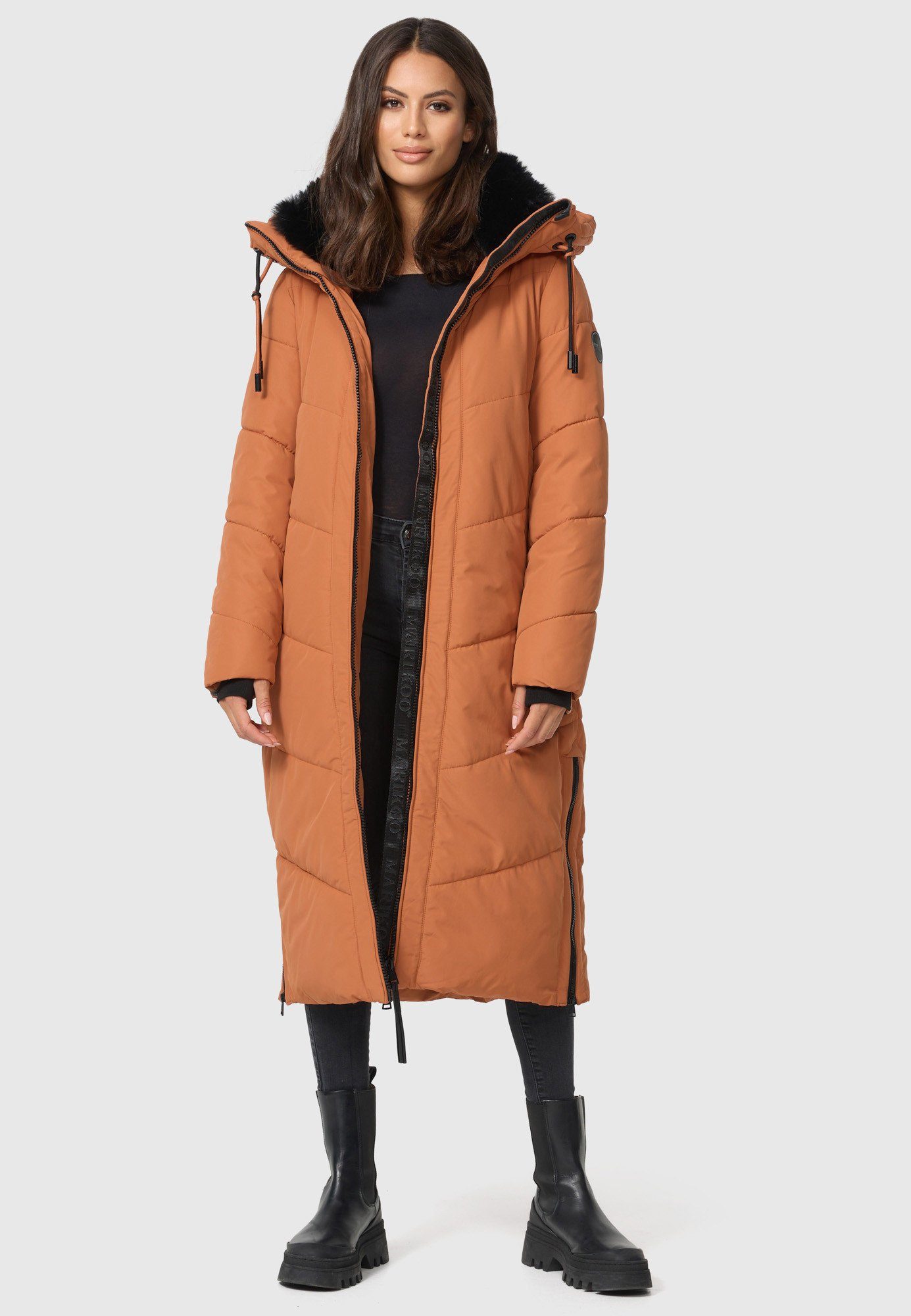 Nadaree Marikoo Winterjacke Mantel Stepp Cinnamon XVI Kapuze mit Rusty großer