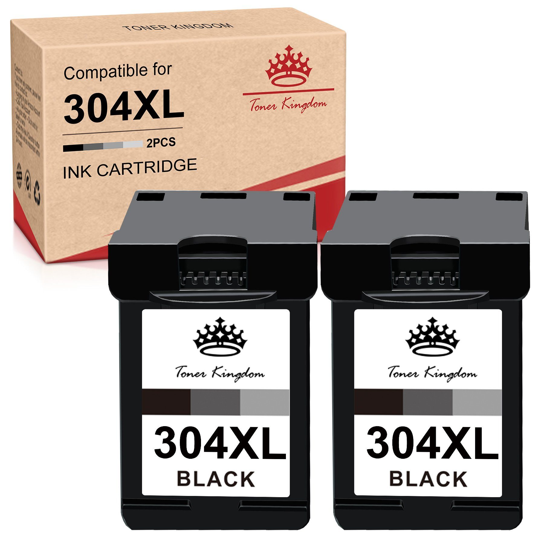 Toner Kingdom Kompatible für HP 304 XL 304XL Tintenpatrone (Einzelpackung Schwarz für HP ENVY 5050 5032 DeskJet 3764 3762 3760 3750 3735 3733 3730 3720 2634 2633 2632 2630 2622 2620 AMP 130, für HP 304 XL T8X39B ENVY 5010 5020 5030) 2*Schwarz