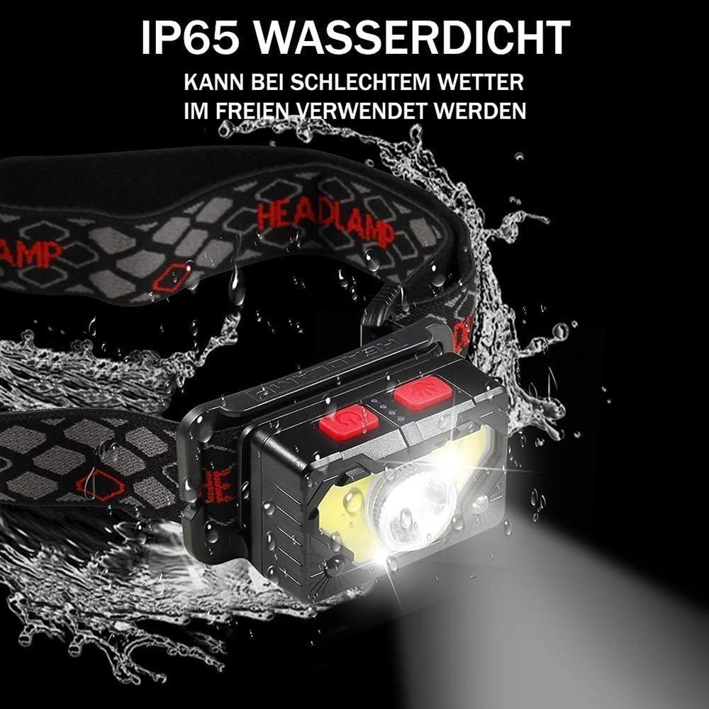 Rotlicht,IPX4 DOPWii Wasserdicht LED Stirnlampe und BeleuchtungsmodiSensor