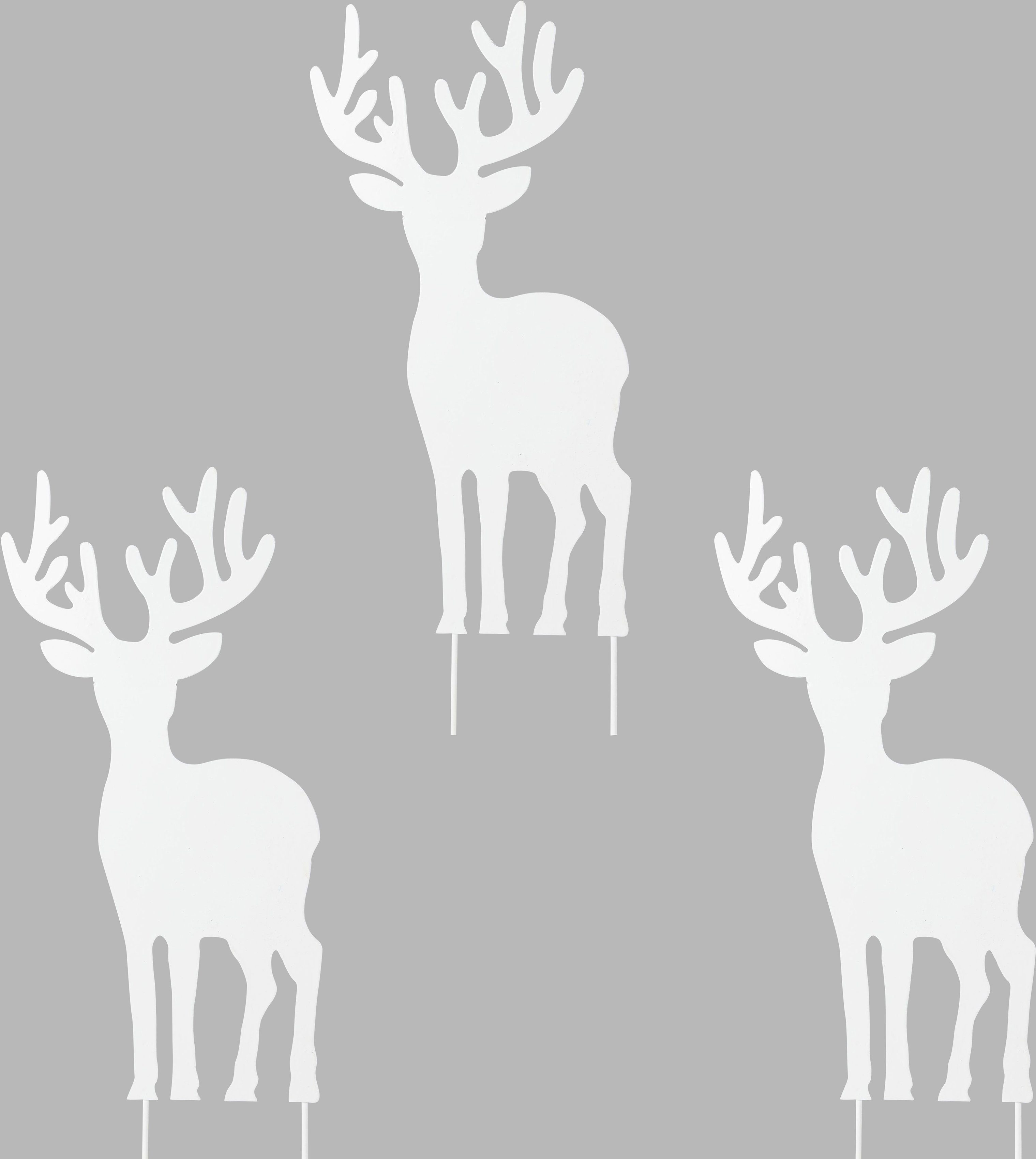 Creativ deco Weihnachtsfigur Weihnachtsdeko (3 St), Hirsch zum Stecken