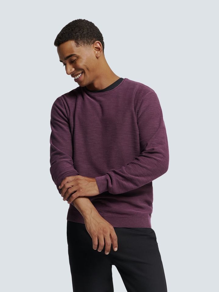NO EXCESS Strickpullover - Longsleeve Herren - Langarmshirt meliert - dünne günstig online kaufen