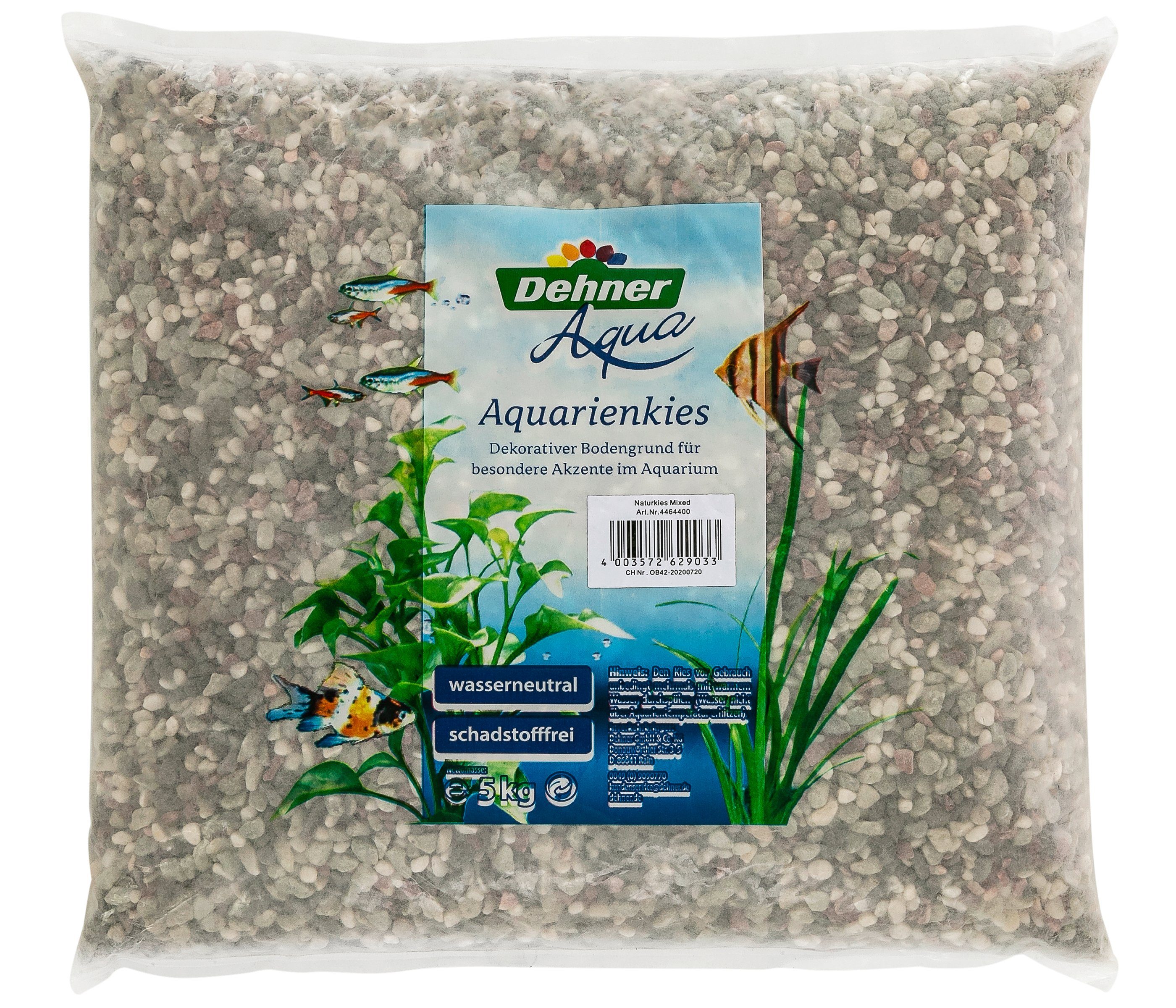 Dehner Aquarienkies Aquarienkies, Körnung 4 - 6 mm, 5 kg, Farbmix