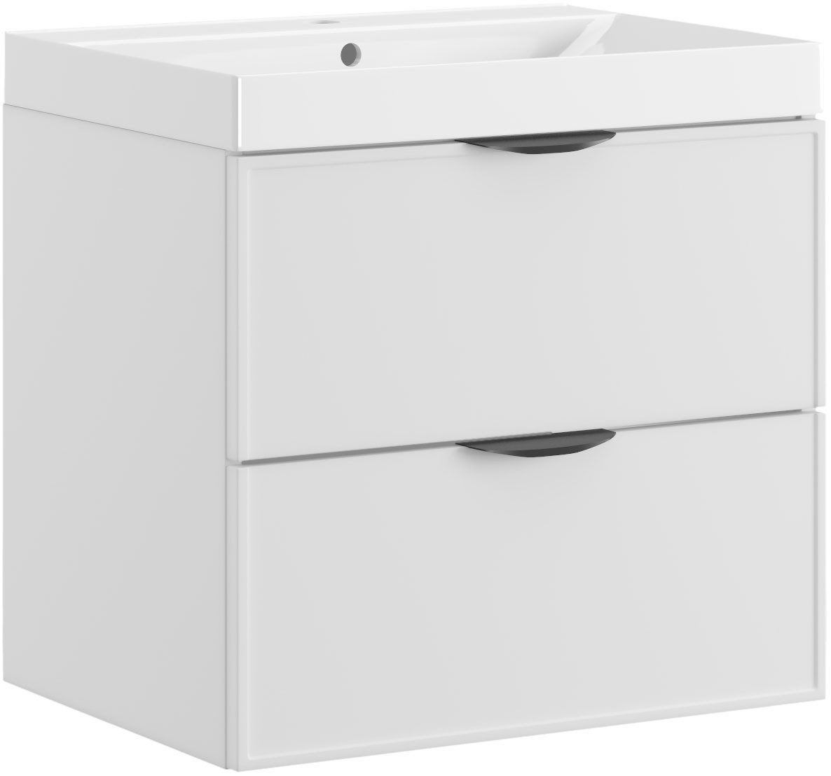 welltime Waschtisch FLOW SIMPLE mit Waschbecken, Breite 60 oder 80cm, modernes Design, Schrank mit 2 Schubladen, Soft-Close-Function, in 2 Breiten erhältlich