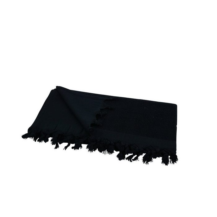 Sensepura Saunatuch Hamamtuch Frottee schwarz mit Fransen ca. 90x180 cm Frottee (1-St) klassisches Design saugstark GU11386