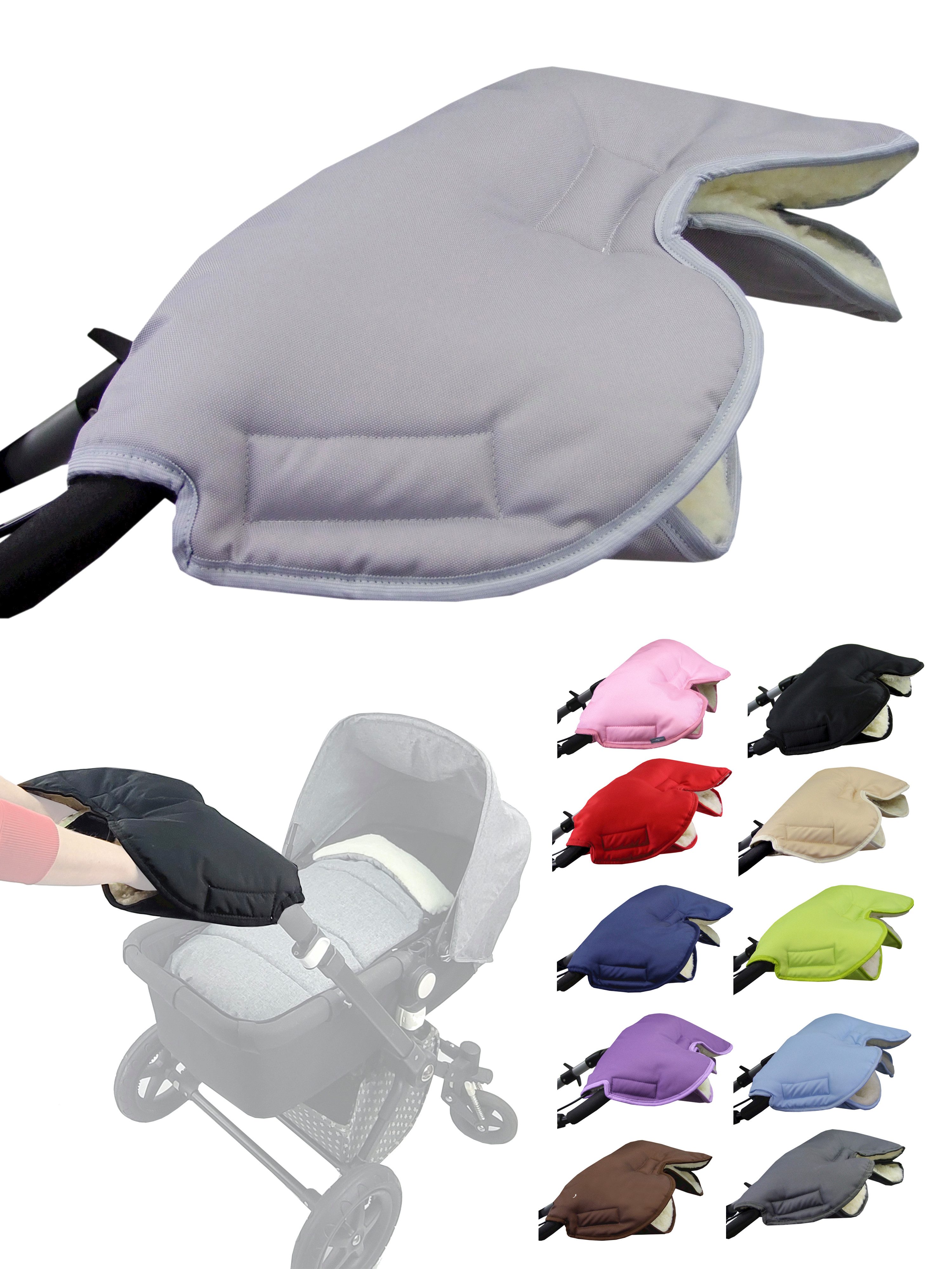 BambiniWelt by Rafael K. Kinderwagen-Handwärmer Handschuhe Muff Handwärmer Handmuff für Kinderwagen UNI Wolle, Universalgröße