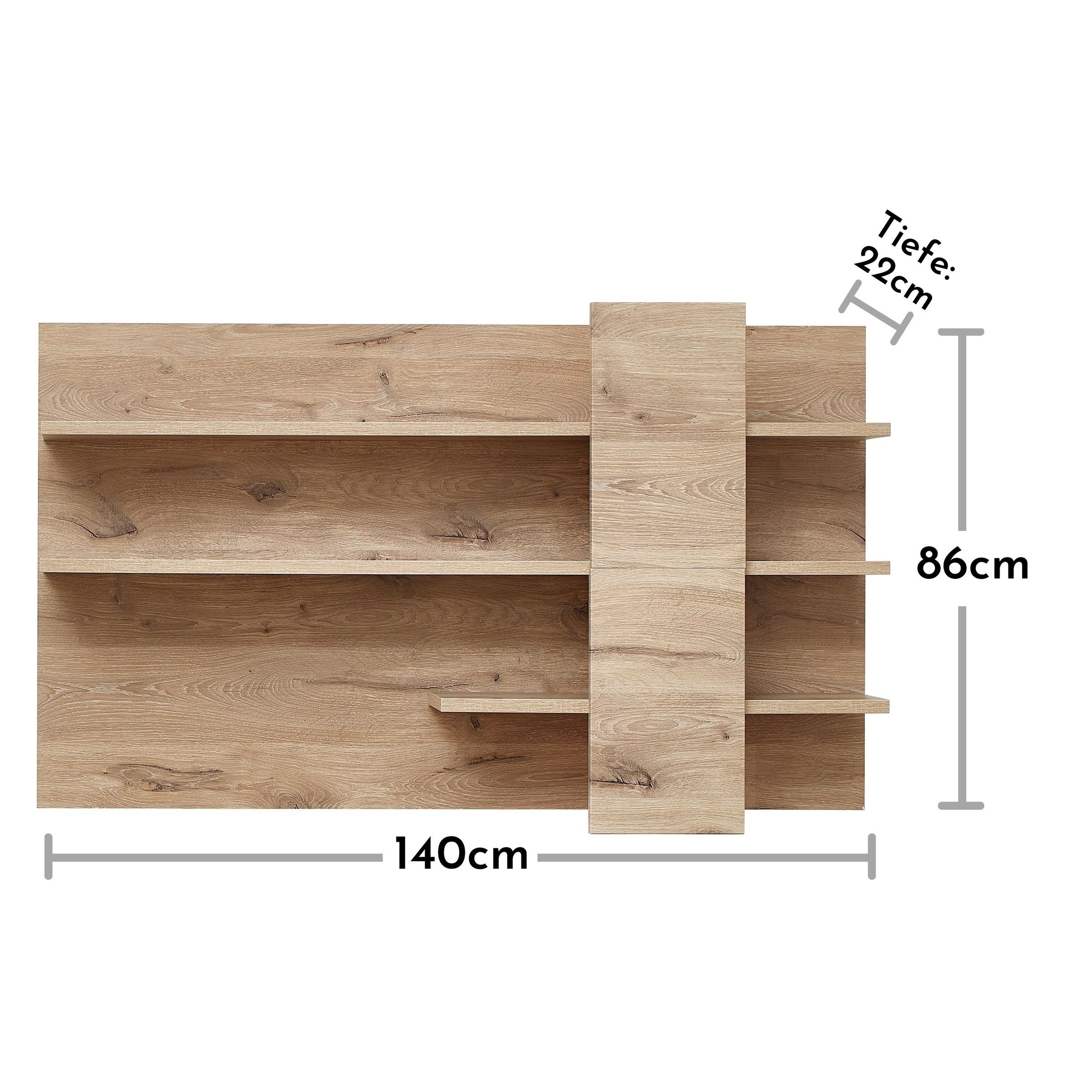 Innostyle Hängeregal in Viking Oak Dekor, Spannplatte - 140x86x22cm (BxHxT)