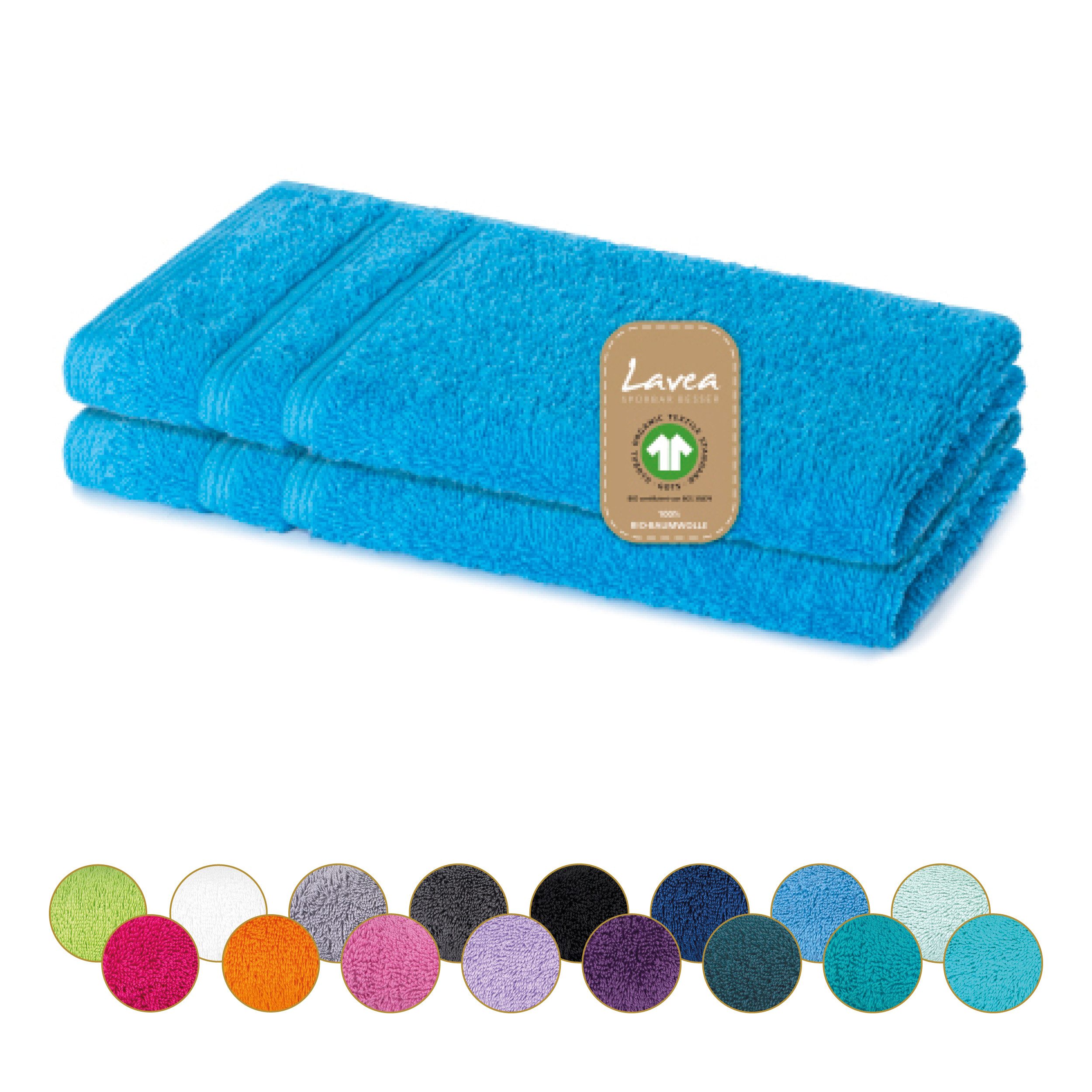 Lavea Gästehandtuch Bali Gästetücher 30x50 cm, Gästetuch, Gästehandtücher klein, Weiches Bio-Baumwollfrottee (Set, 2-St), Handtuch, Gästehandtuch-Set, GOTS-zertifiziert, 500g/m²