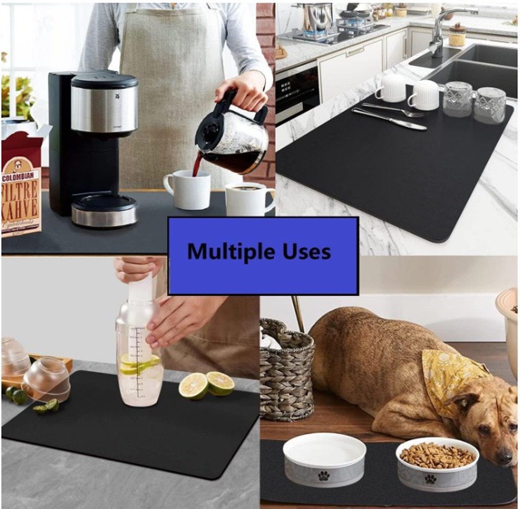 XDeer Abtropfmatte 2 Stück Kaffeemaschine Abtropfmatte für Küche,Schnelltrocknend, Trockenmatte Abtropfmatte Geschirr,Kaffeemaschine Matte Unterlage