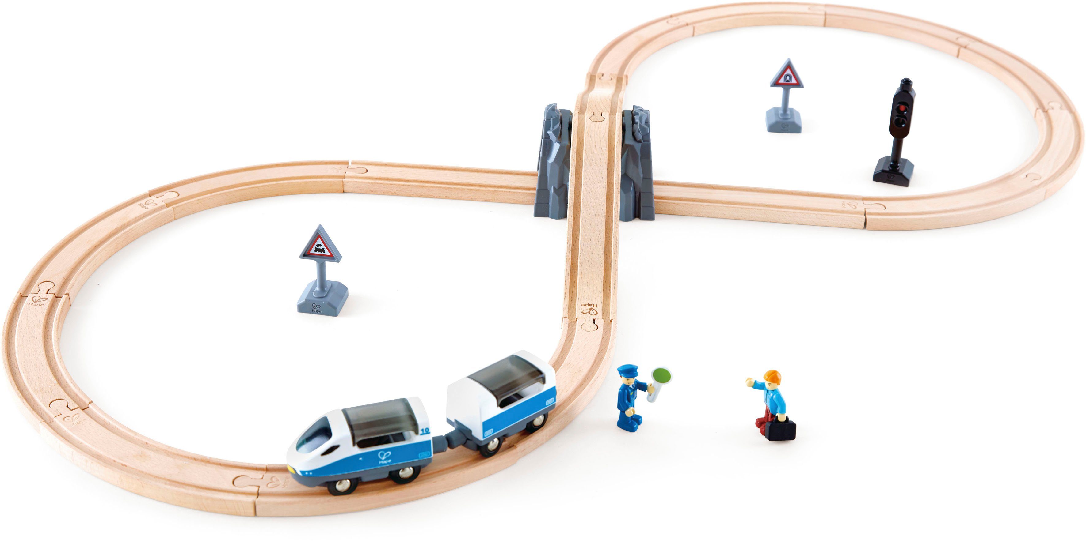 weltweit Holzspielzeug, Hape Wald Eisenbahn-Set, (Set), - Spielzeug-Eisenbahn FSC®- schützt achtförmig,