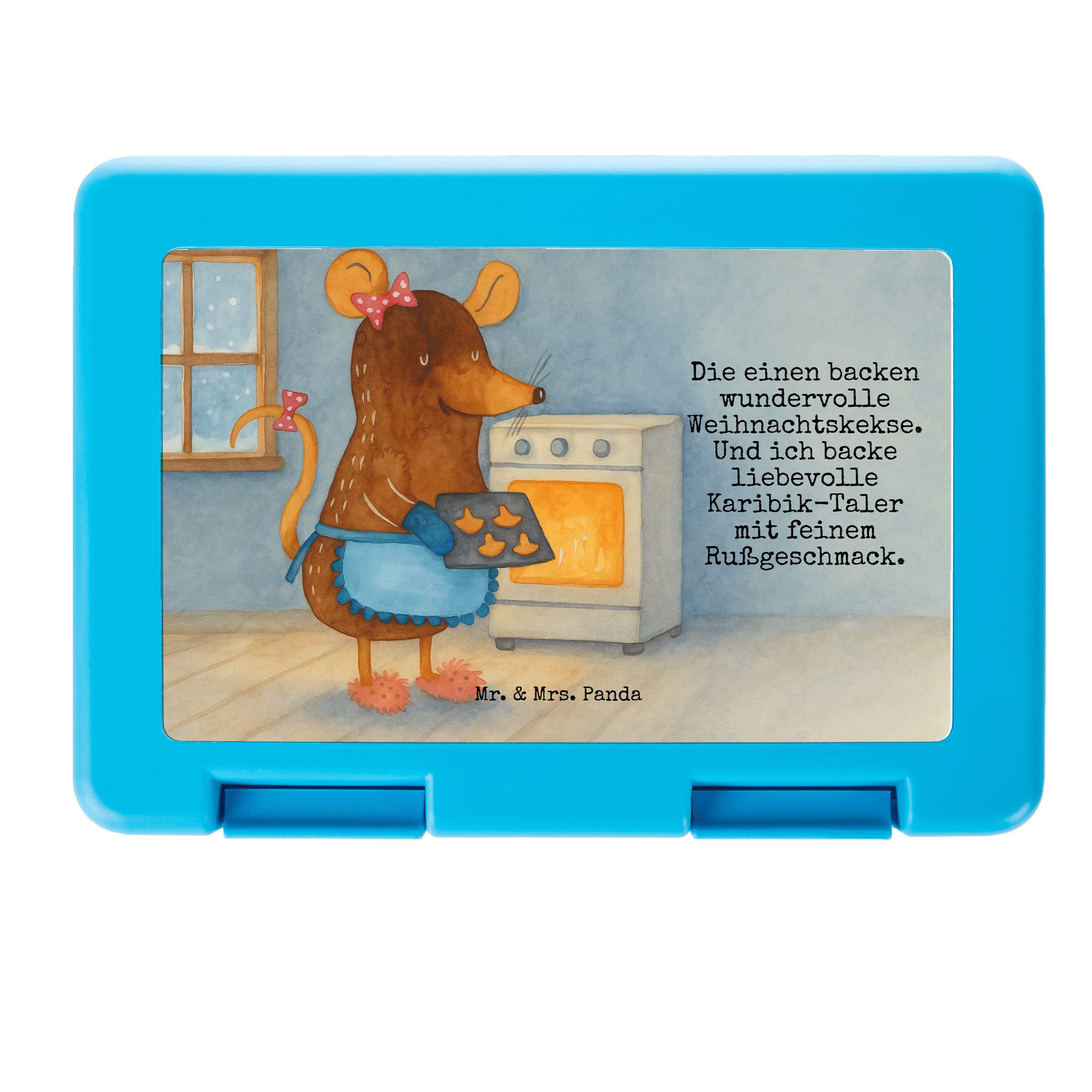 Mr. & Mrs. Panda Butterdose Maus Kekse Design, Bento Box, Weiß, Weihnachtskekse, Box, Plätzchen, Premium Kunststoff, (Packung), Essensbehälter Picknickdose Lunchbox