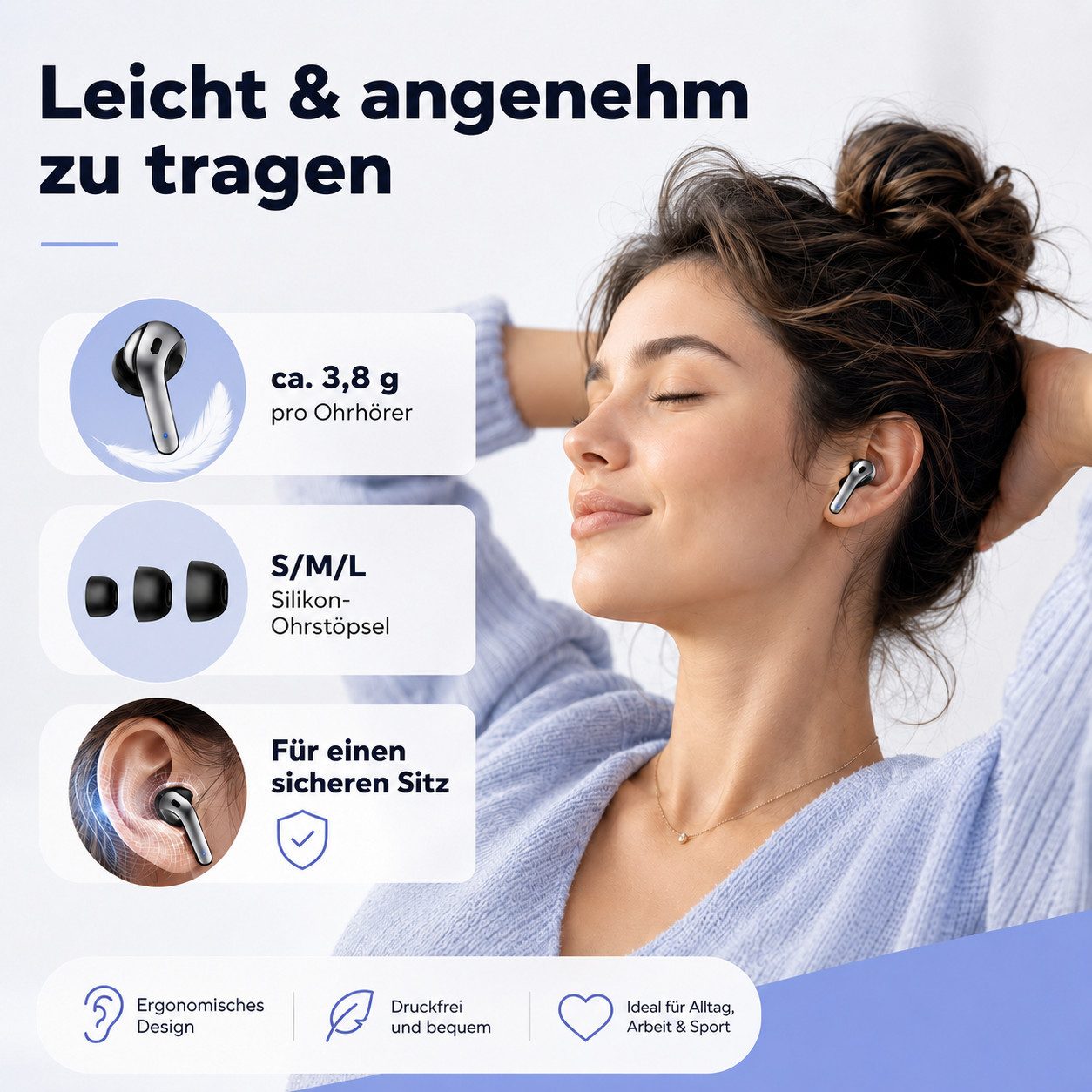 Futicare Bluetooth 5.4 mit Mikrofon, kabellose In-Ear-Kopfhörer (mit ENC-Anrufen, LED-Ladecase, 52h Akku, IPX7, USB-C, Touch-Steuerung, für Samsung A56/A16,S25/S26, Sport, iPhone, Android, Tablet & Laptop)