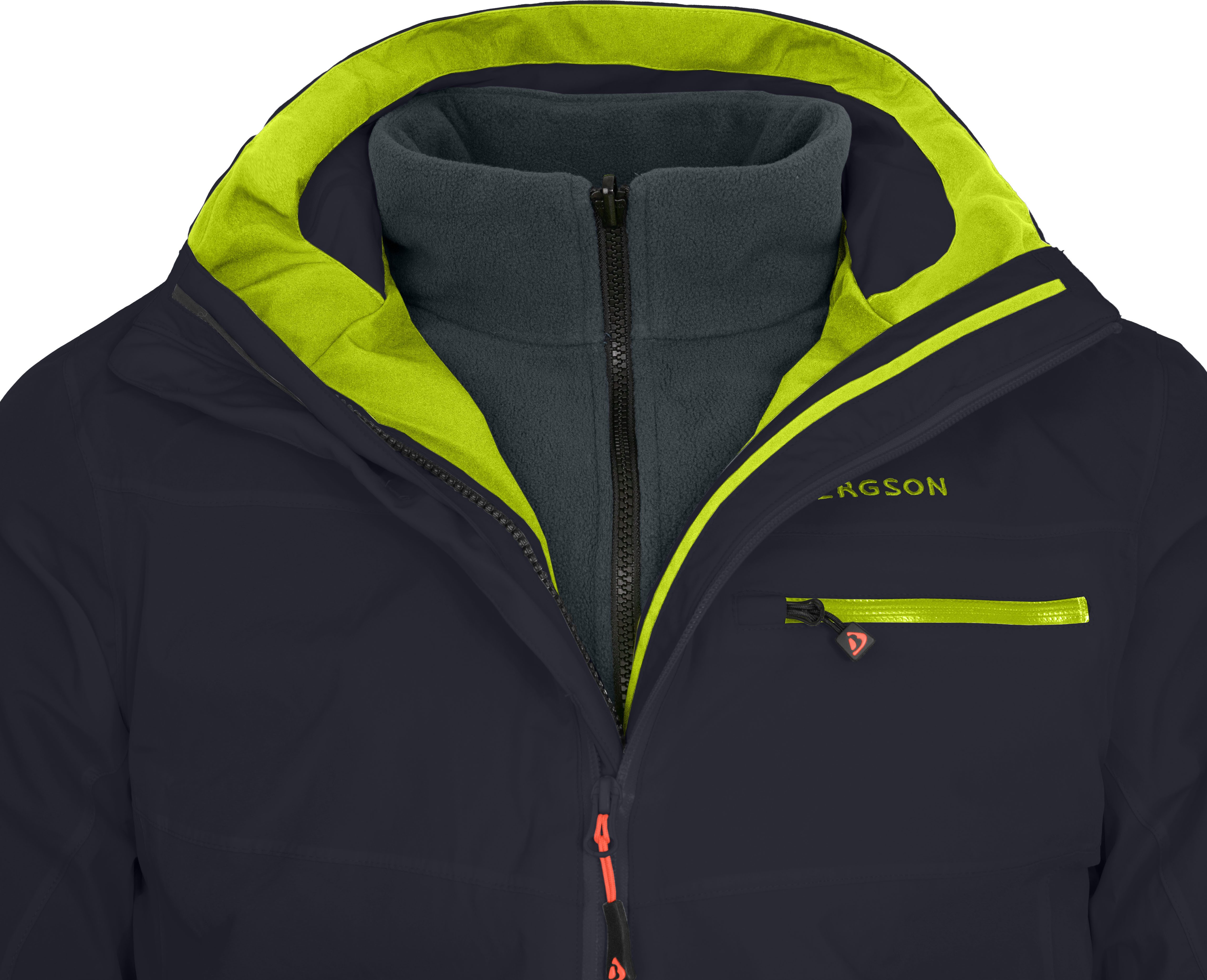 Bergson Regenjacke TALLMOS 3in1 Doppeljacke Herren Regenjacke, Fleece Innenjacke, 20000 mm Wassersäule, Normalgrö