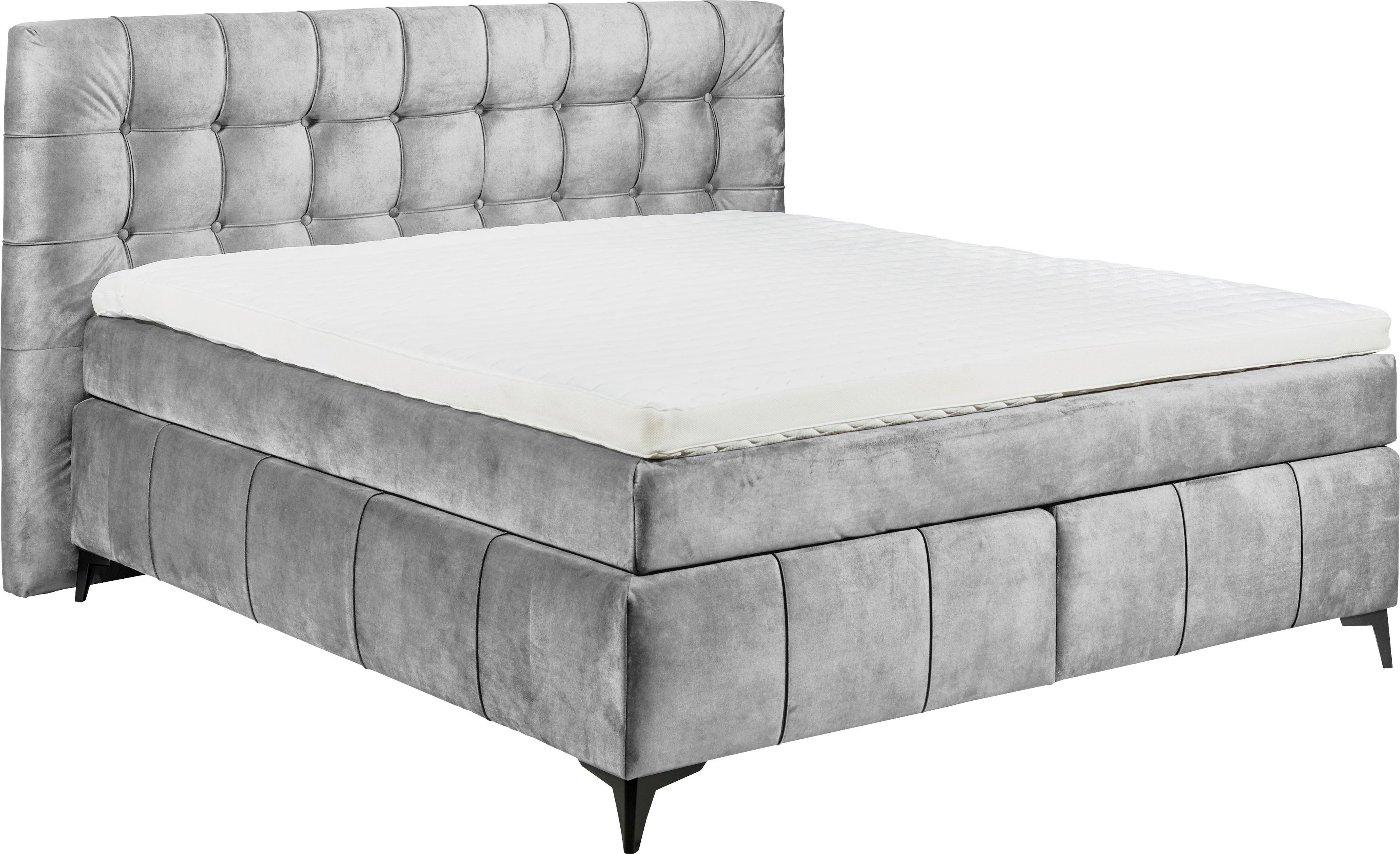 Boxspringbett Kokosmatte, ED DESIGN Oregon, Filzabdeckung - inkl. Duo-Matratze grau EXCITING