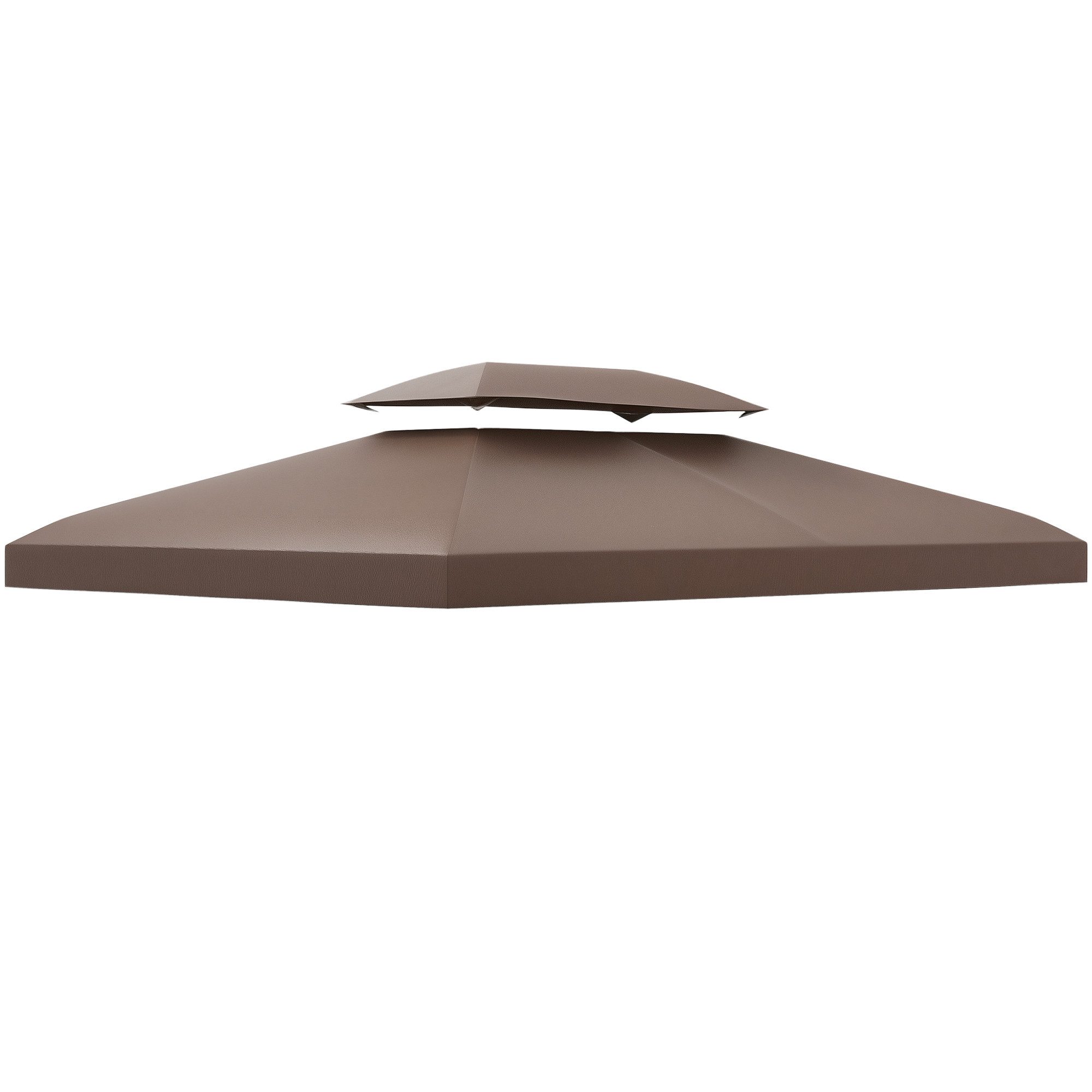 Outsunny Pavillon-Ersatzdach 3 x 4 m, mit Doppeldach, 180 g/m², 400 x 400 cm (Ersatzdach, Gartenpavillonersatzdach), für Gartenpavillon, Polyester, Kaffee