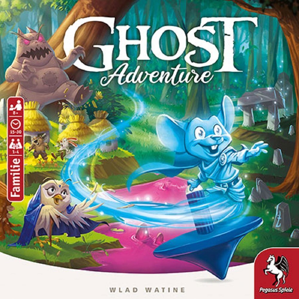 Pegasus Игры Spiel Ghost Adventure, Geistermaus, Familienspiel, Kinderspiel, Kooperatives Abenteuerspiel, Aktionsspiel mit Kreisel