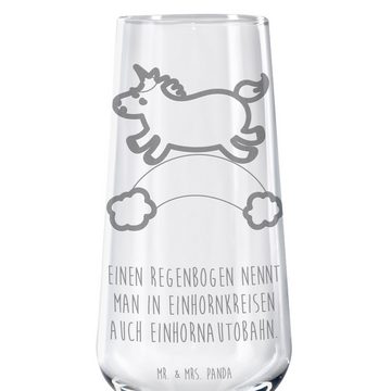 Mr. & Mrs. Panda Sektglas Einhorn Regenbogen - Transparent - Geschenk, Pegasus, Einhorn Deko, G, Premium Glas, Hochwertige Lasergravur
