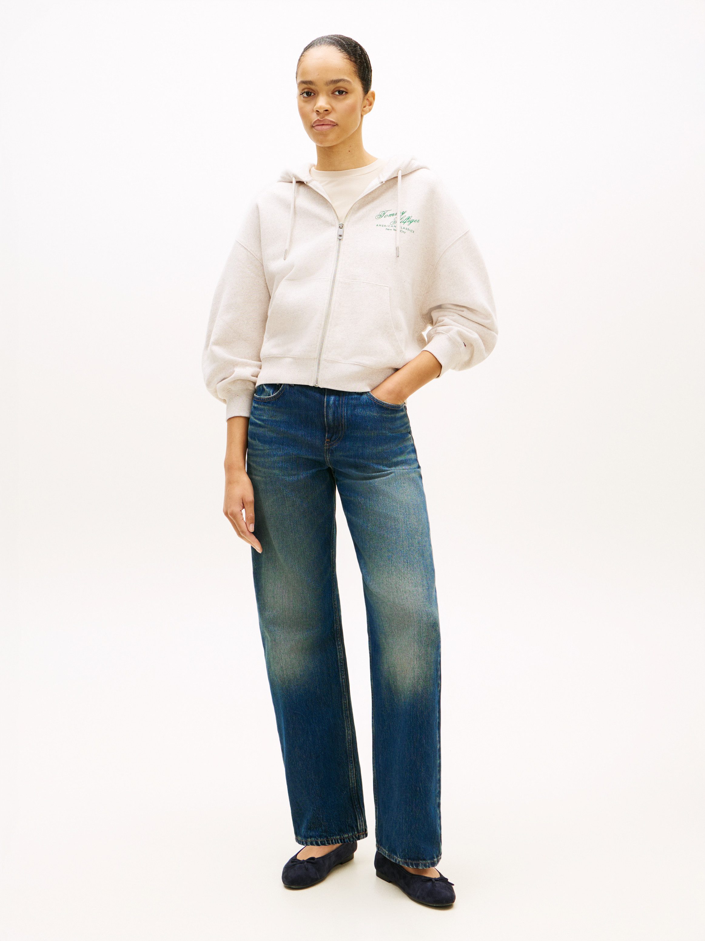 Tommy Hilfiger Kapuzensweatjacke MDRN SCRIPT ZIP TERRY HOODIE mit Print auf der Brust, Relaxed Fit