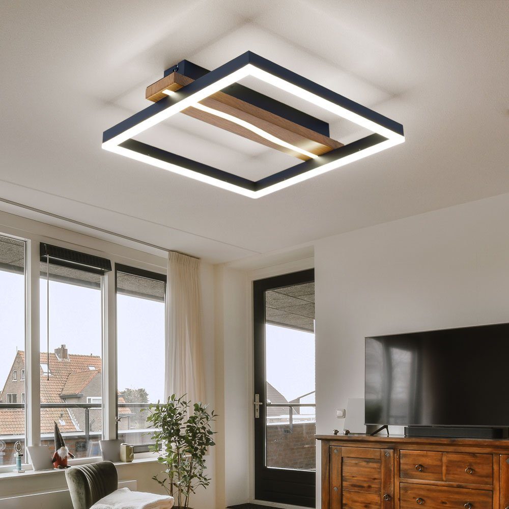 Wohnzimmerleuchte Leuchtmittel inklusive, Memory Globo Holz Deckenleuchte LED Deckenleuchte, cm 40 Neutralweiß, Fernbedienung Tageslichtweiß, Kaltweiß, Warmweiß, LED L