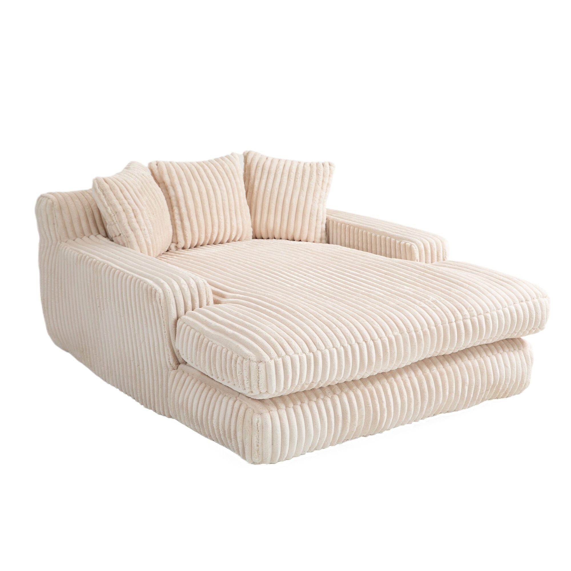 Celya Sofa Cord-Schlafsofa mit 3 Kissen,Bequemes Einzelsitz-Bodensofa,Loungesofa, fur Wohnzimmer, Büro & Wohnung,Beige