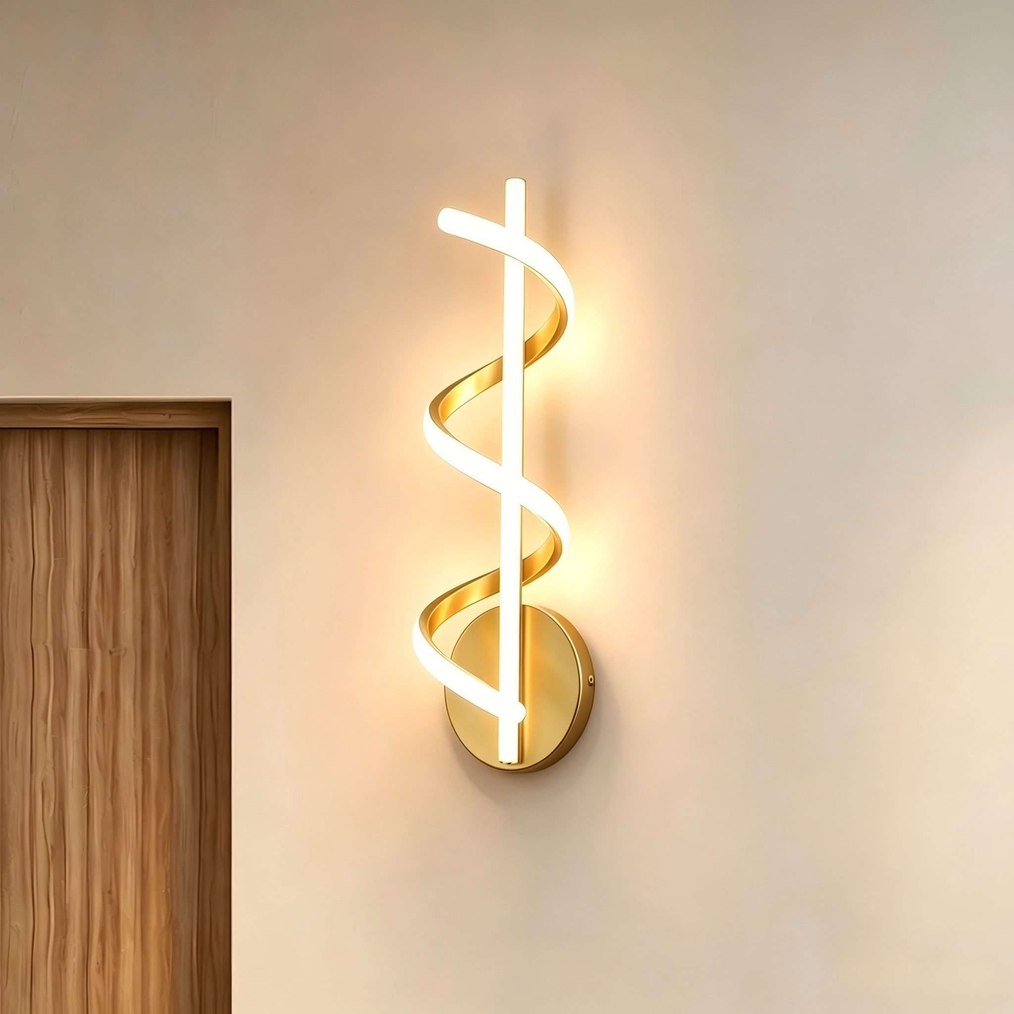 BlingBin LED Wandleuchte LED Wandlampe 21W, Warmweiß 3000K Wandleuchte Innen 2100lm, Innenbeleuchtung, LED fest integriert, Warmweiß, Kreative Kurvendesign,für Wohnzimmer, Schlafzimmer, Flur und Treppen