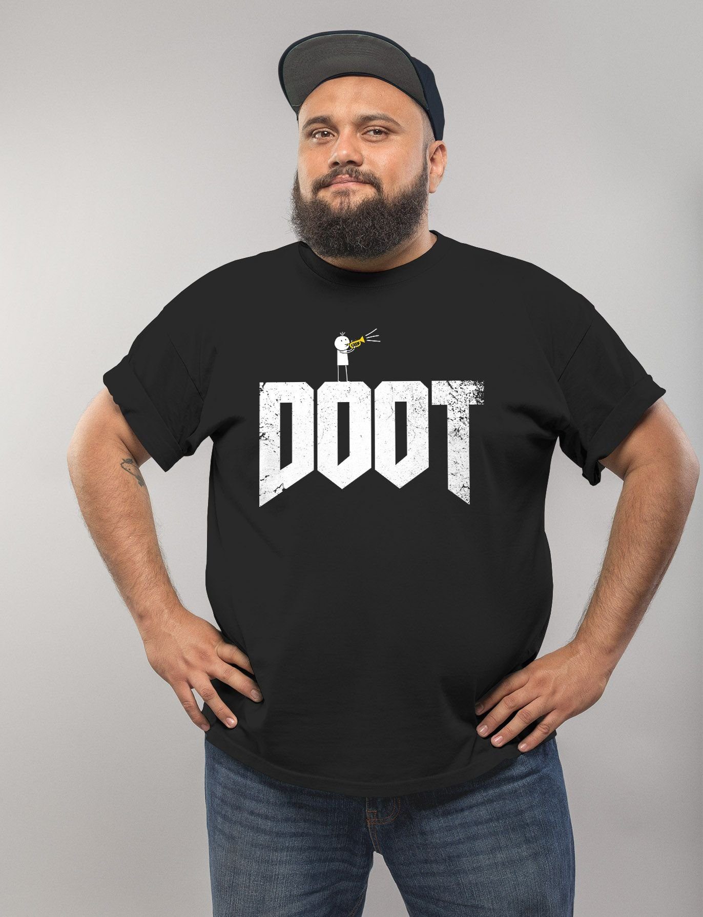 Parodie Videospiel Ego Print-Shirt T-Shirt Doot Moonworks® MoonWorks Computerspiel Gamer lustig Zocker Print mit Herren Fun-Shirt Geschenk Shooter
