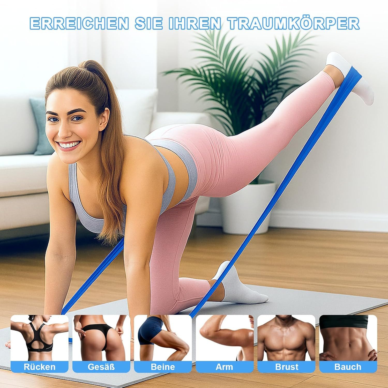 SURFOU Trainingsbänder Widerstandsbänder Set – 4 Stärken, für Krafttraining, Yoga und Dehnung