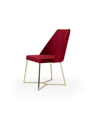 JVmoebel Polsterstuhl Roter Designer Stuhl Metallrahmen Esszimmer Edelstahlstuhl Neu (1 St), Made in Europa