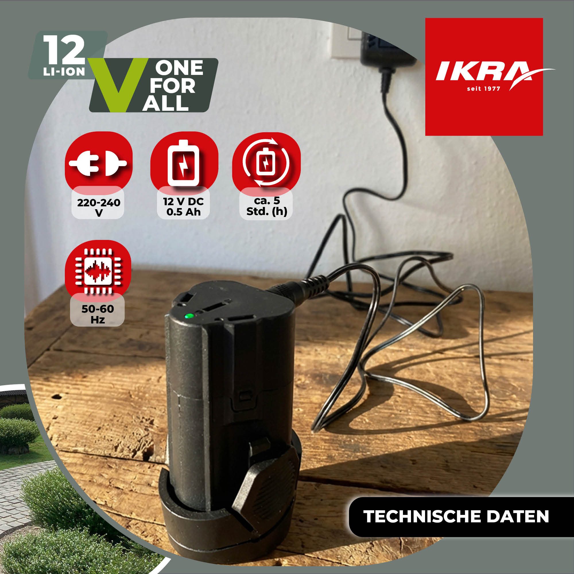 ikra GmbH Ladegerät 12 V Batterie-Ladegerät (Ladespannung 12 V DC)