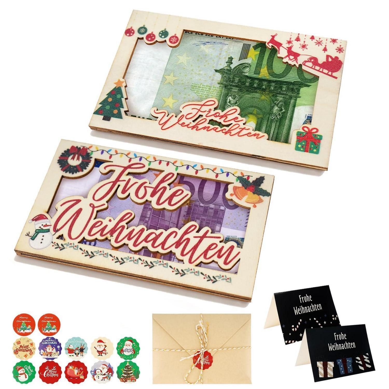 LuxusKollektion Geschenkbox Geldgeschenk Weihnachten Set - 2 Holz-Hüllen mit Zubehör (2 St)
