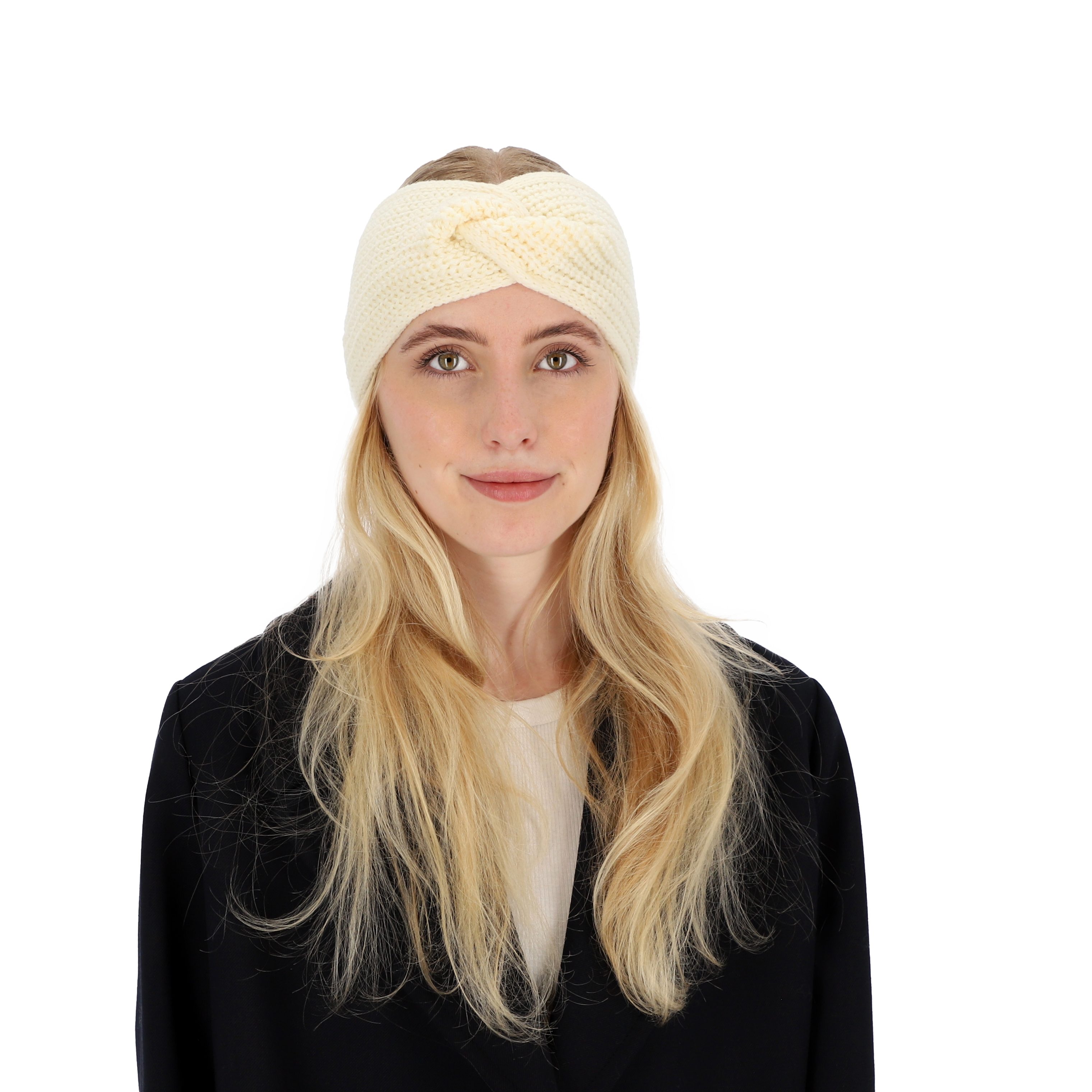 Knoten Stirnband mit halsüberkopf Rippe mit optischen Strick-Stirnband Accessoires sahne