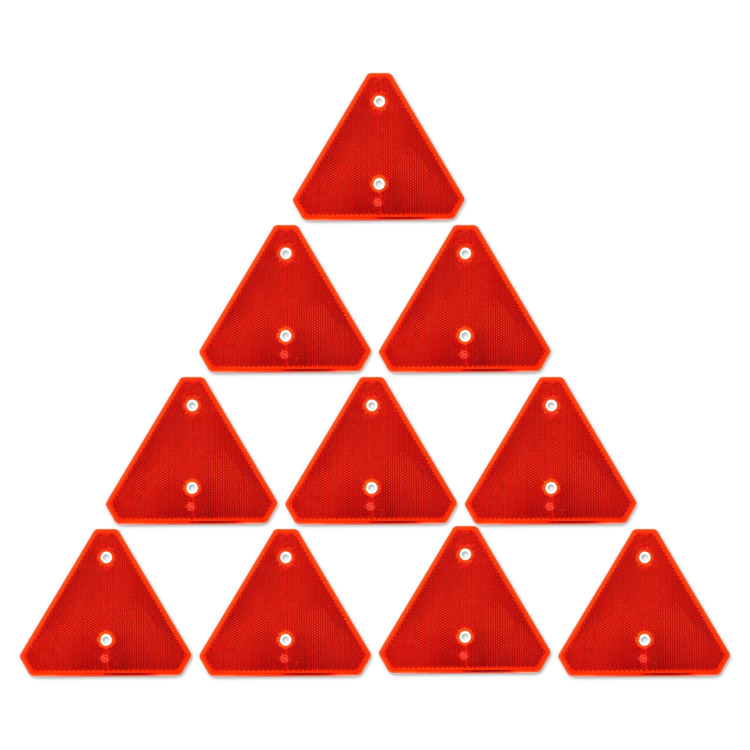 Impulse Innovation Blitzlichtreflektoren Dreieckrückstrahler, Reflektor, 140x125mm, gebohrt, Rot, 10 Stück